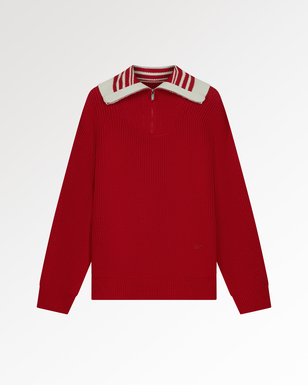 Filling Pieces Zip Knit Fisherman pull Scarlet Red zip