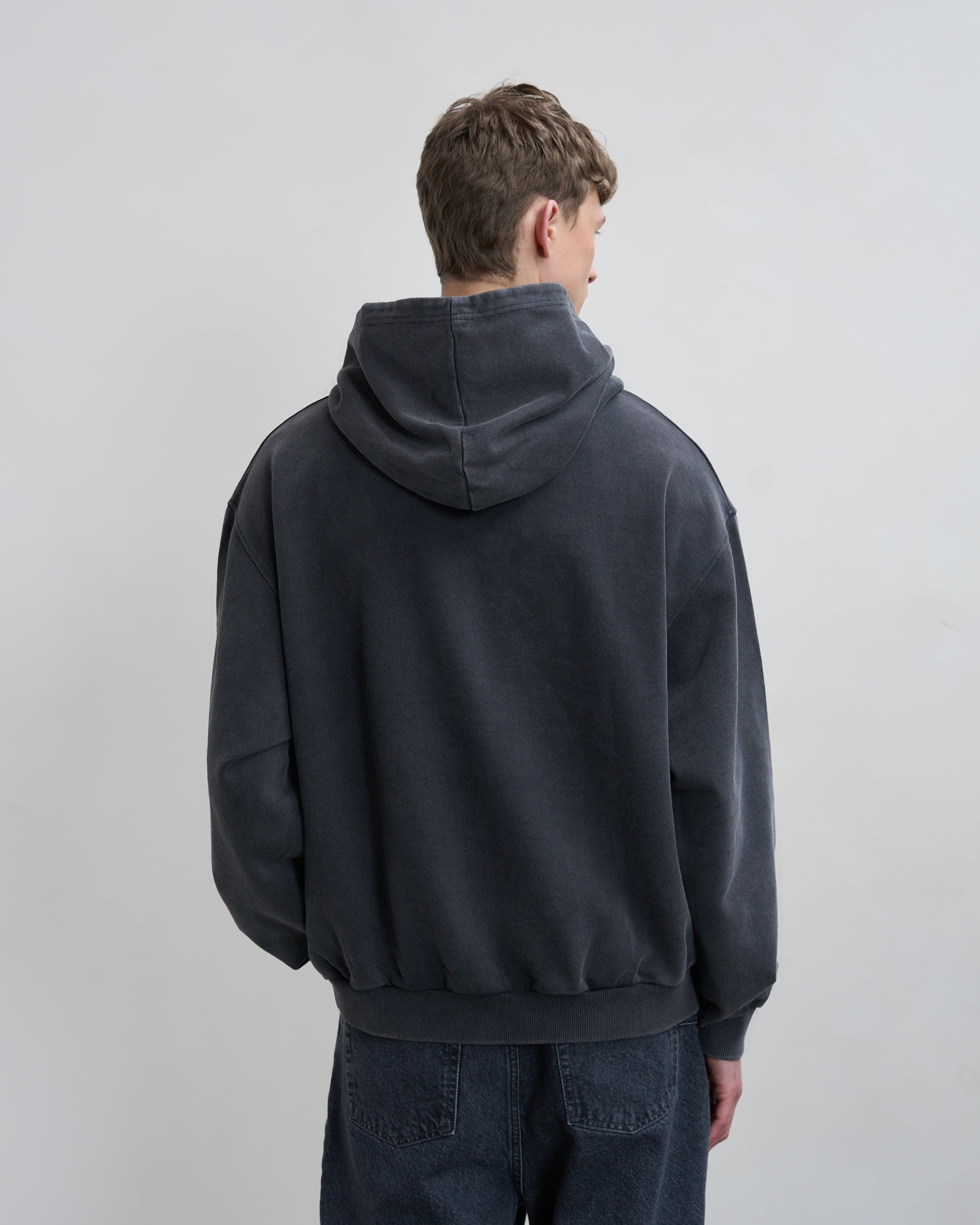 Filling Pieces Boxy Embroidered hoodie Vintage Black coton bio