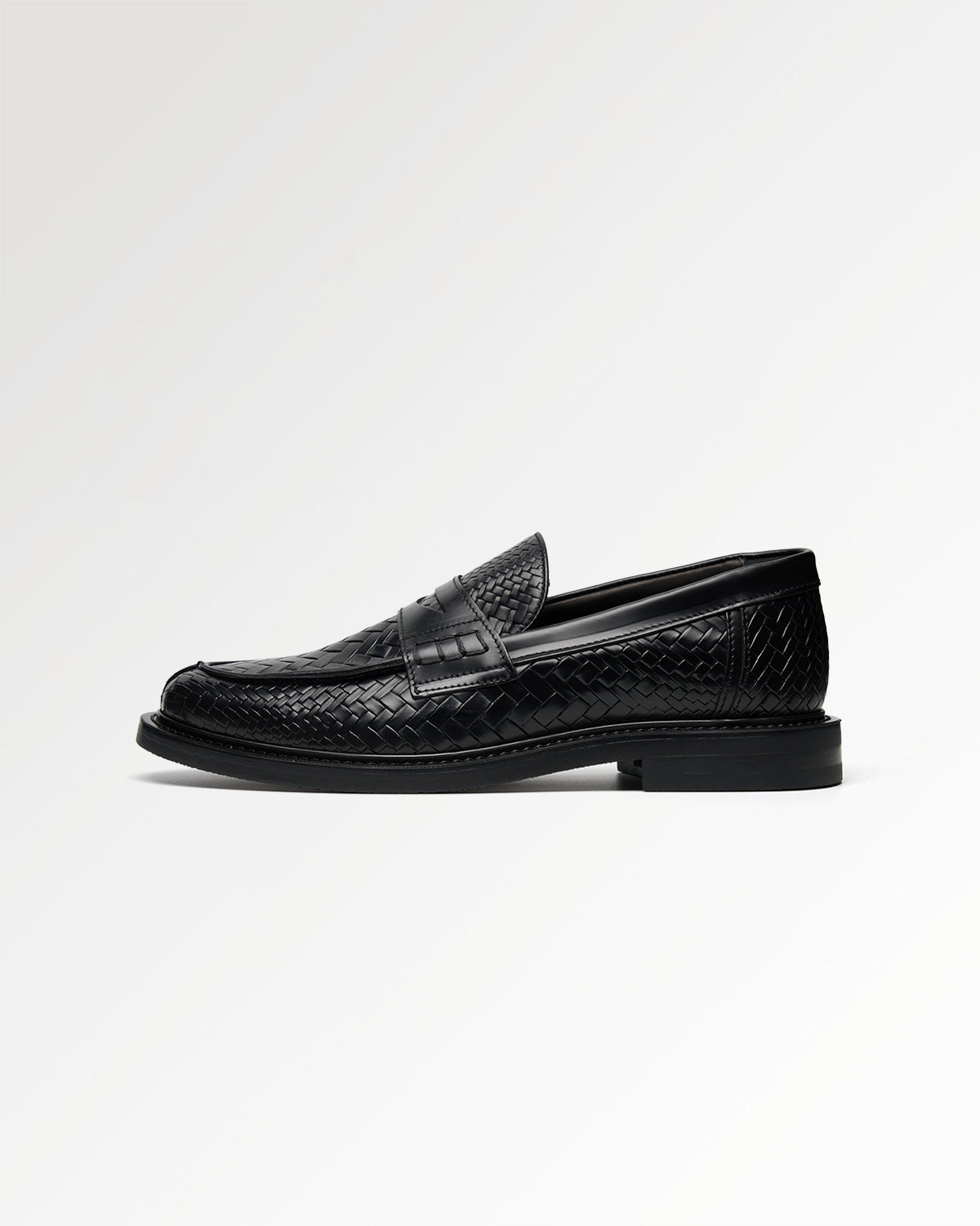 Filling Pieces Woven Twist mocassin cuir noir tressé