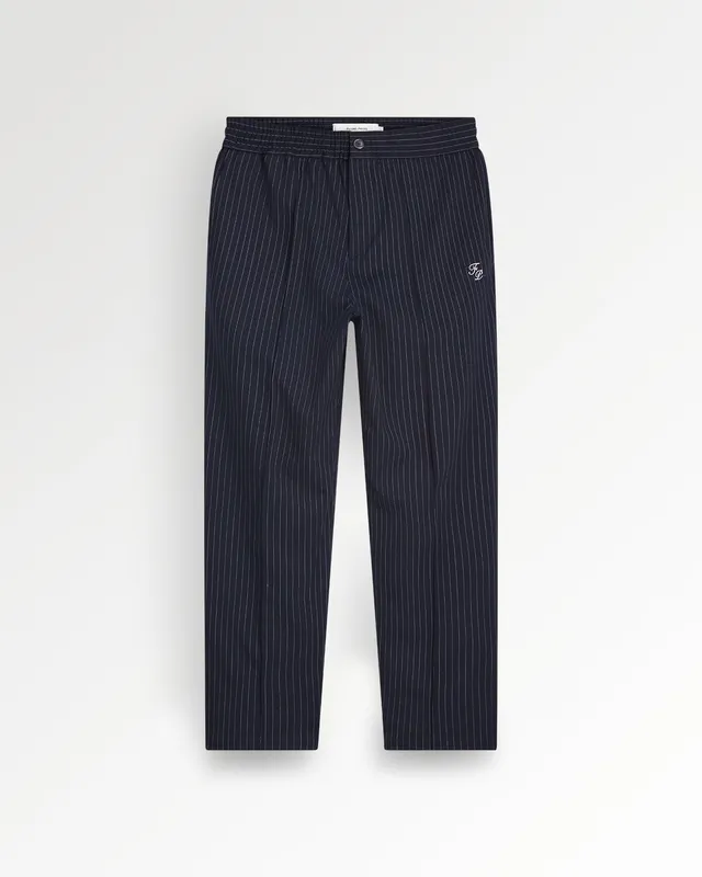 Filling Pieces Coach Pants Pinstripe Pantalon Bleu Marine Laine