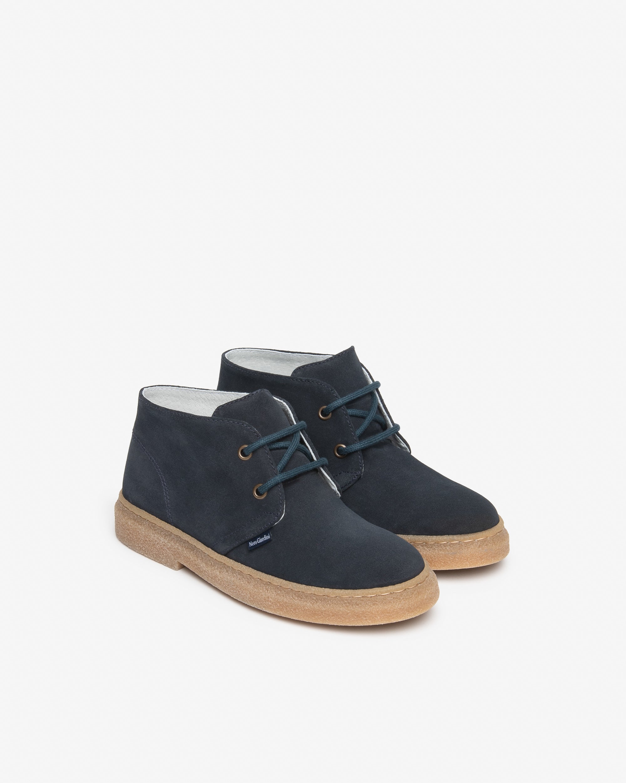 NeroGiardini Bottes Garçon Cuir Velours Desert Lacets