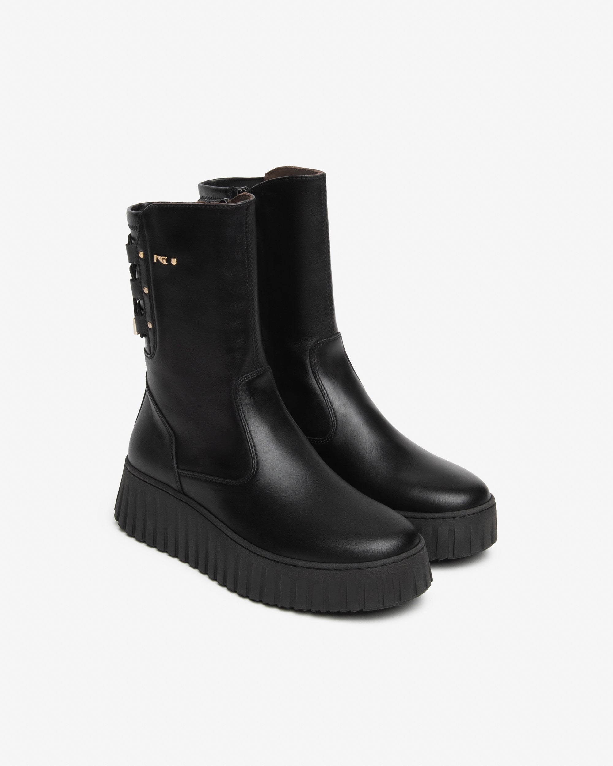 NeroGiardini Bottines Femme Cuir Bottine Plateforme Zip