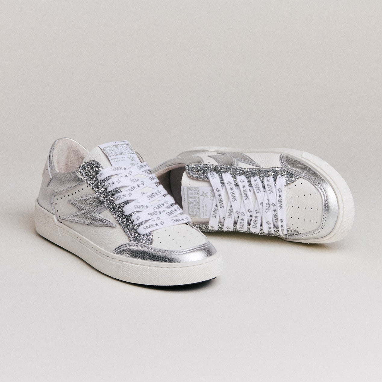 SMR Noubar D603 Baskets Blanc Argent Cuir
