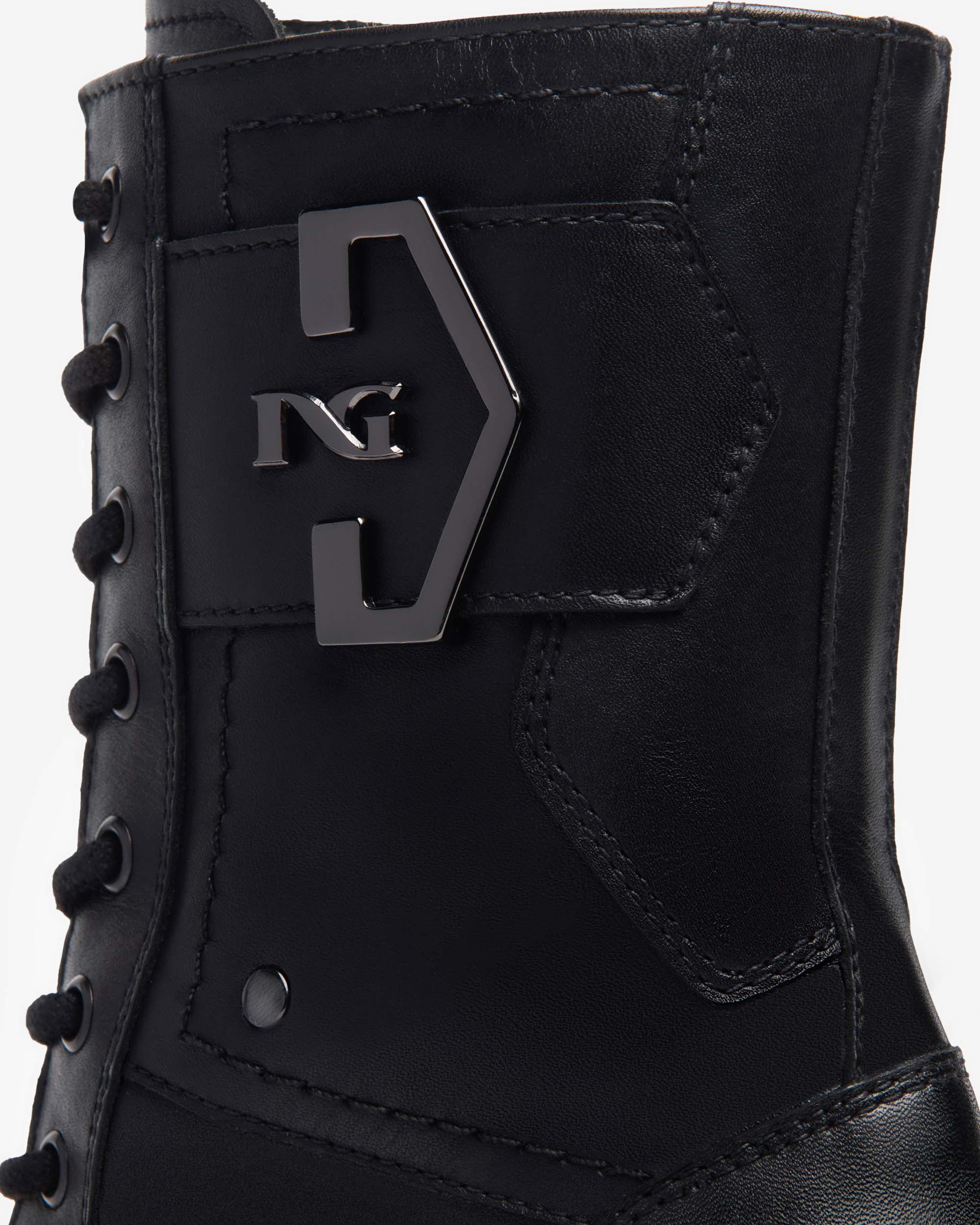 NeroGiardini Bottines Femme en Cuir Combat Boots Hiver
