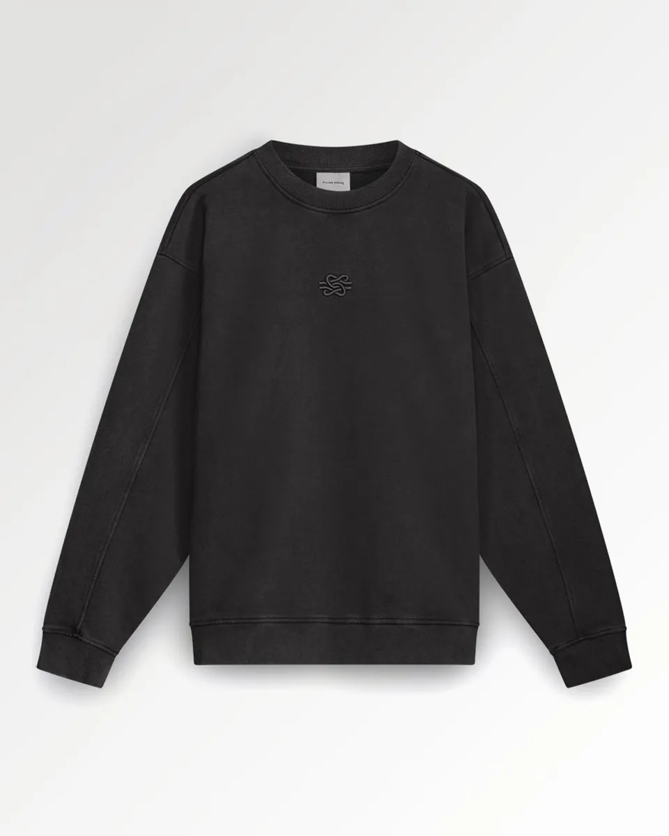 Filling Pieces Boxy Embroidered sweat Vintage Black coton