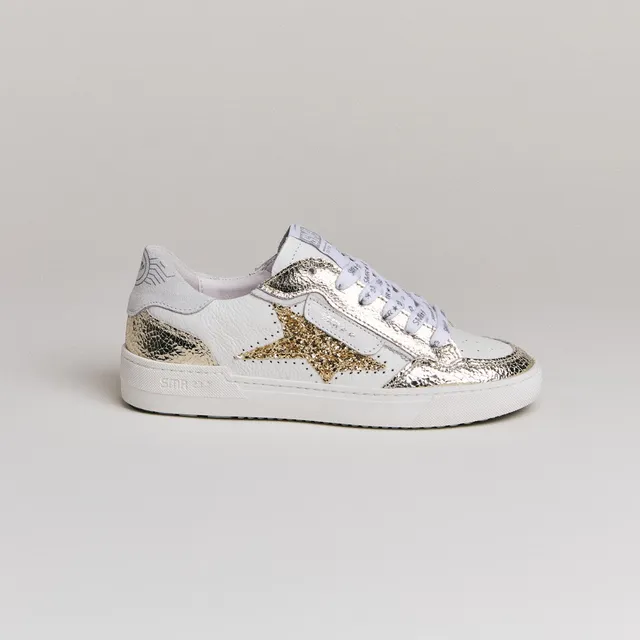 SMR Ale D610 basket cuir blanc glitter doré