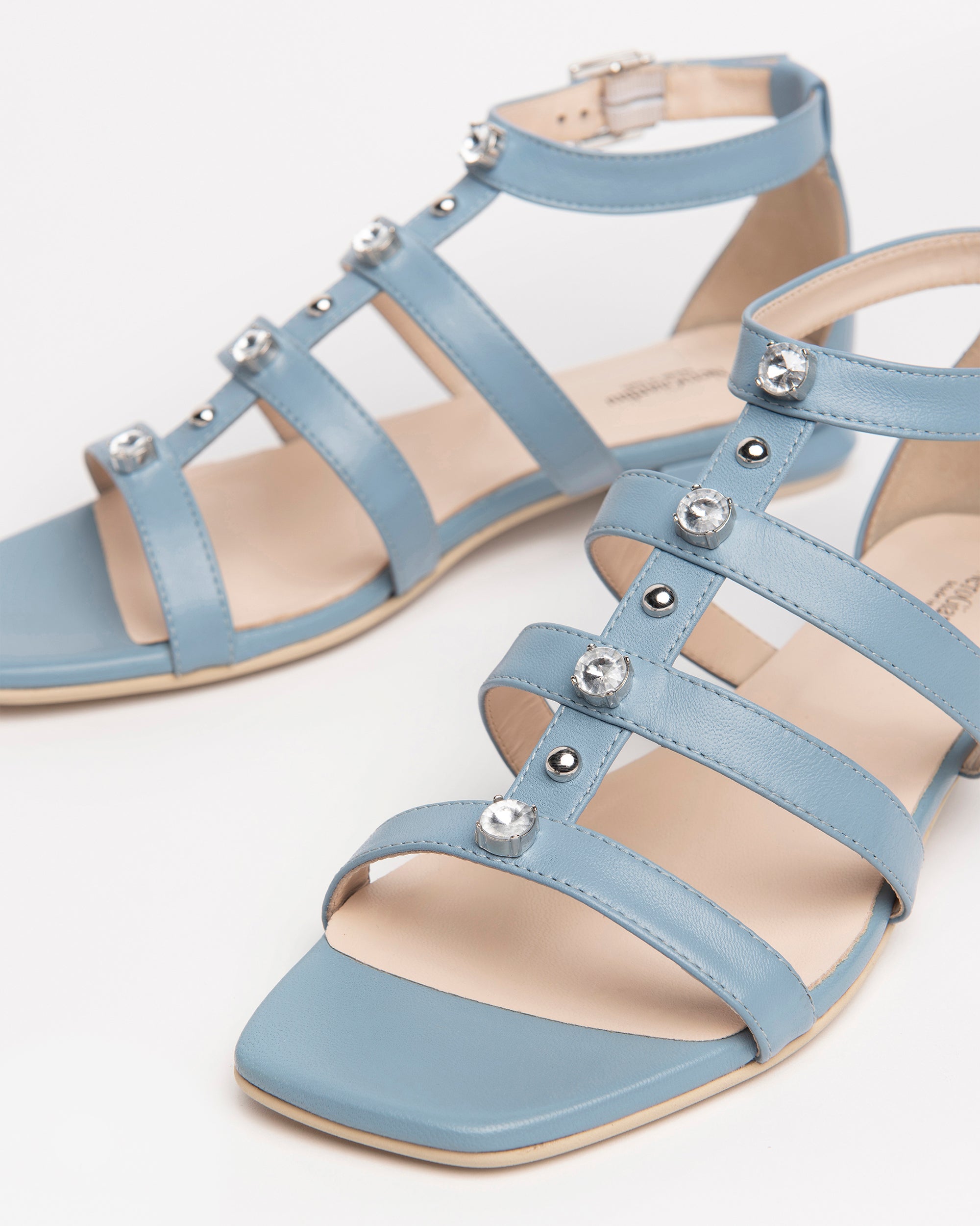 NeroGiardini Sandales Cuir Femme Strass Talon 1,5 cm