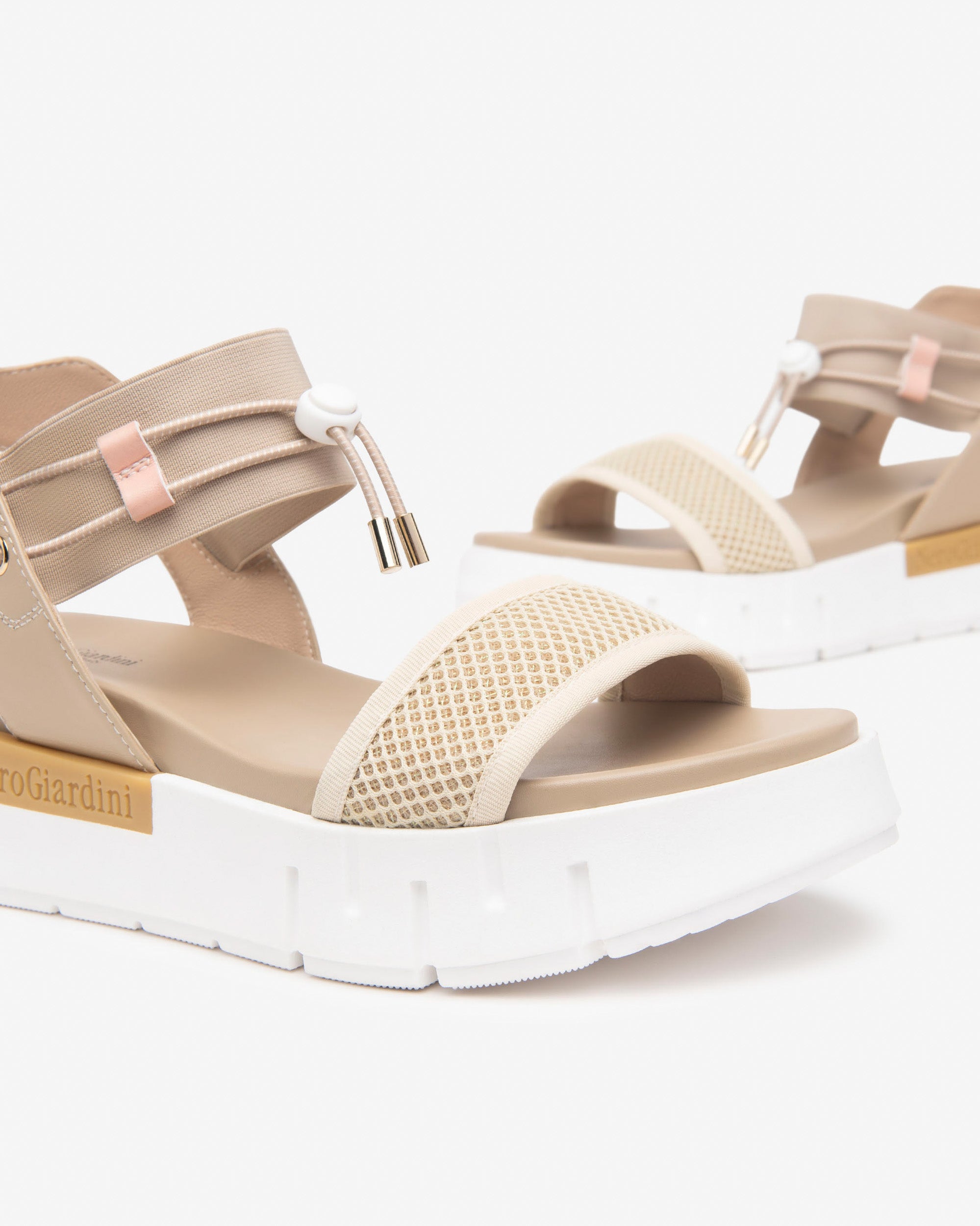 NeroGiardini Sandales Femme Cuir et Toile Plateforme 40 mm