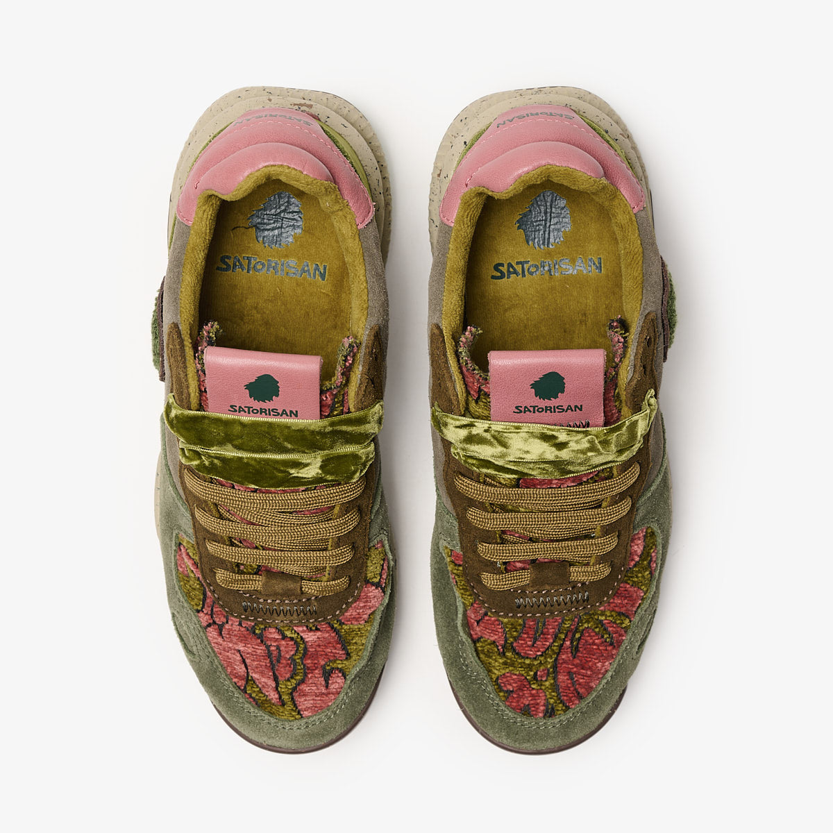 Satorisan Chacrona Suede baskets Kilim Green cuir