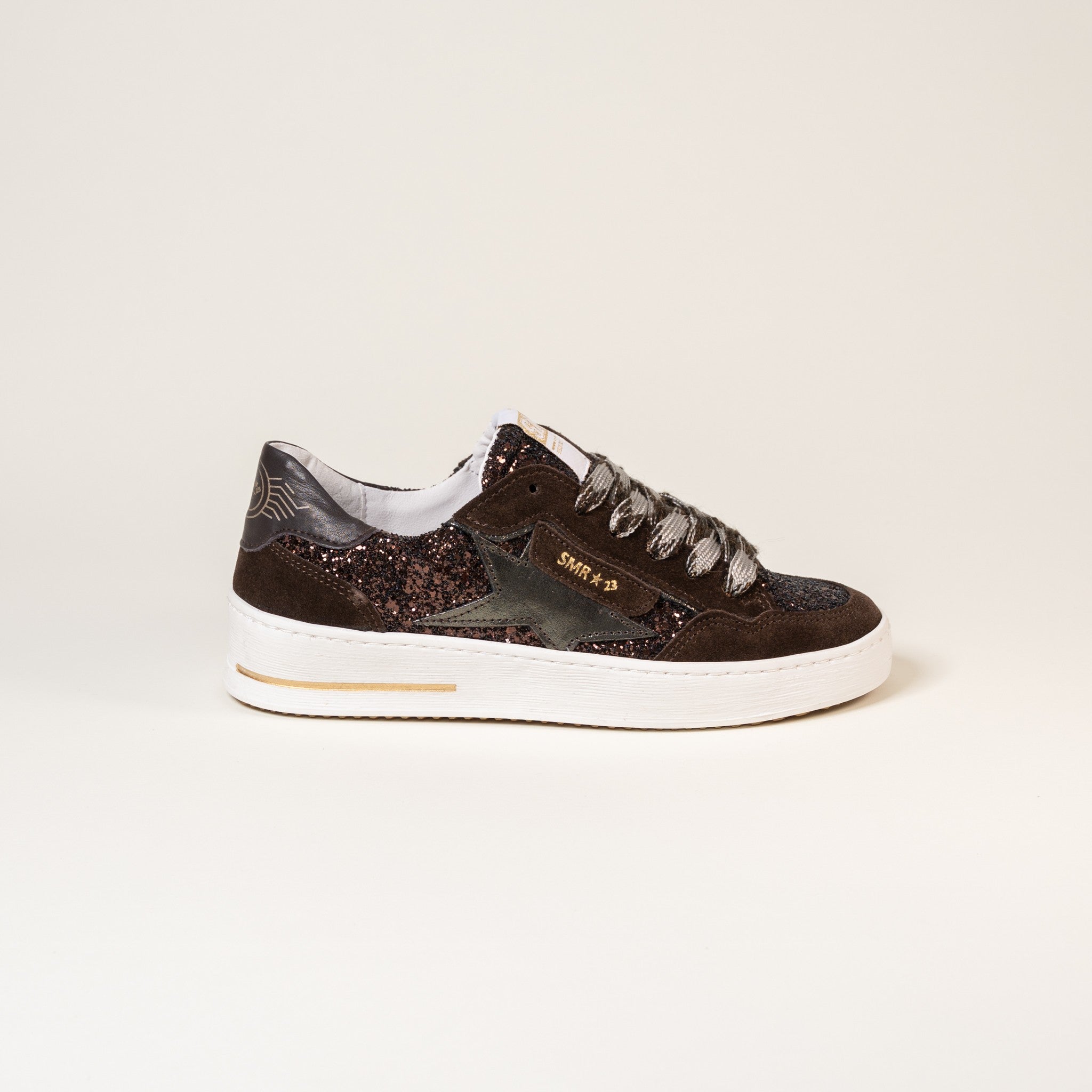 SMR Ale E481 baskets cuir marron glitter