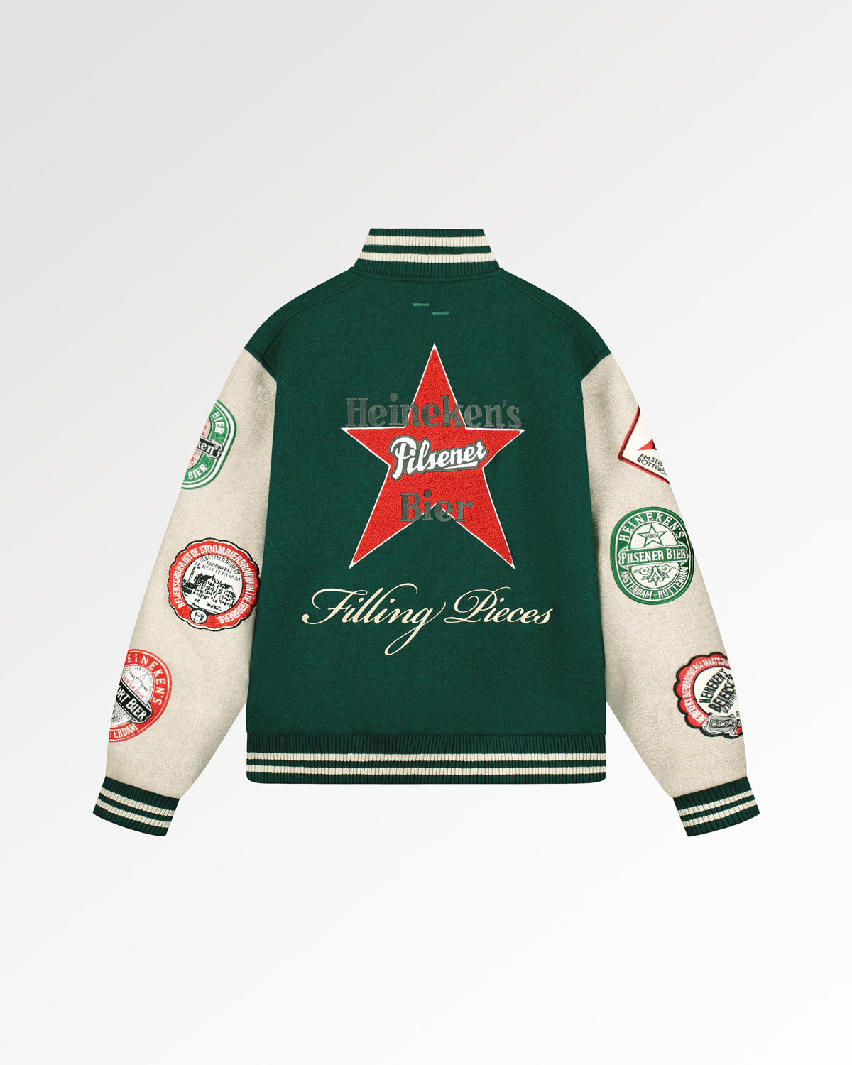 Filling Pieces Varsity Heineken Patch veste vert / blanc cassé