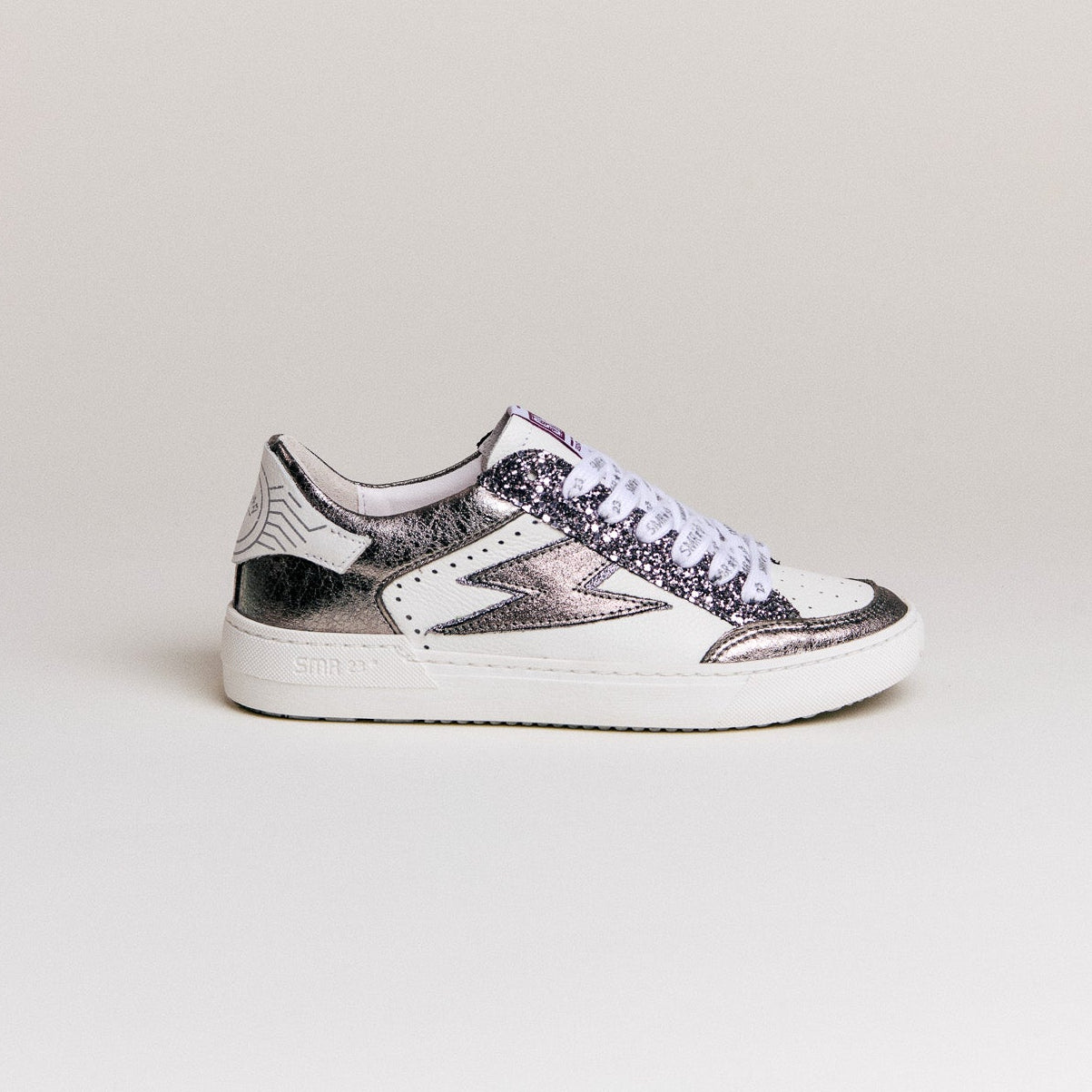 Semerdjian Noubar D608 baskets blanc anthracite paillettes