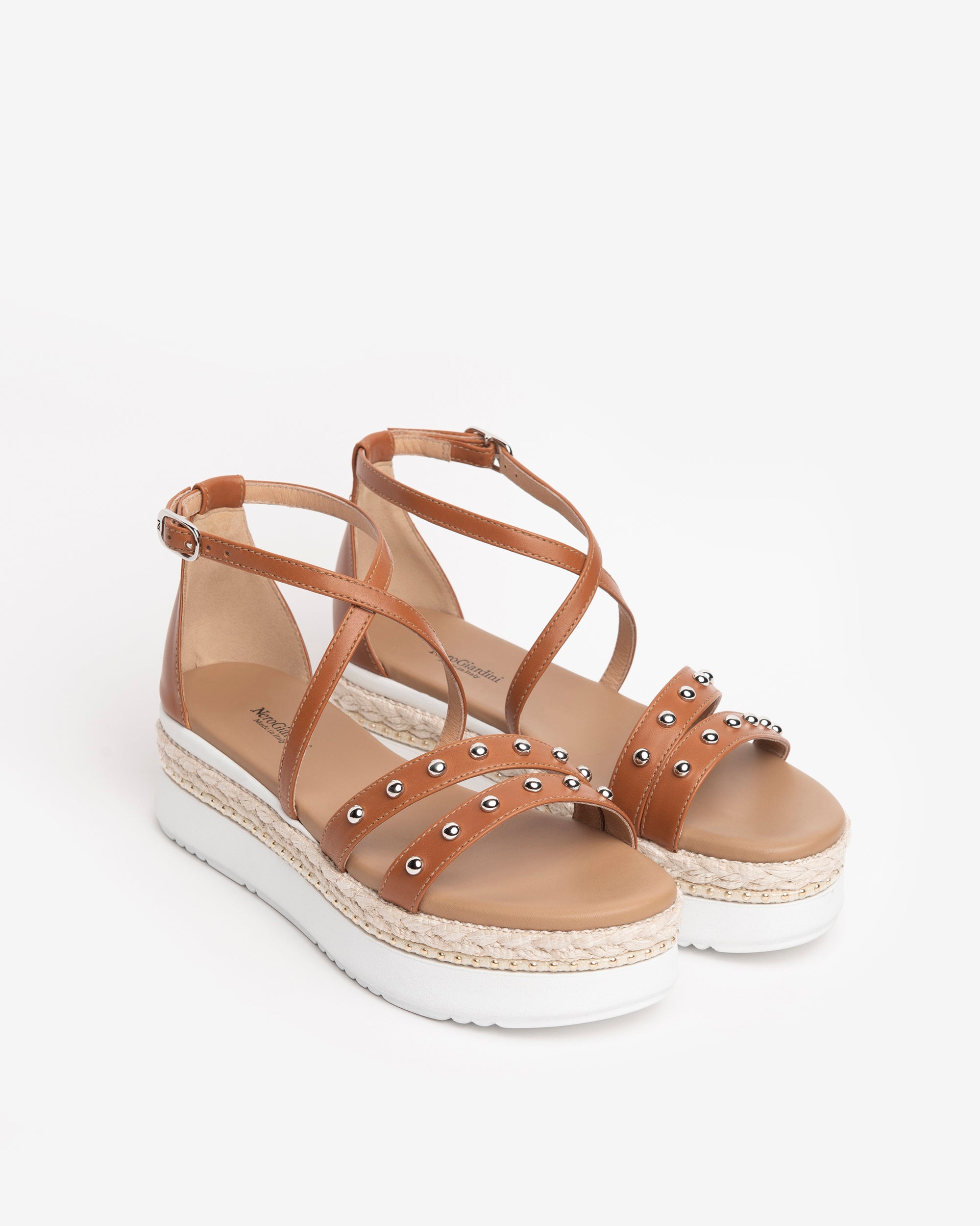 NeroGiardini Sandales Femme Cuir Plateforme 5cm Clous