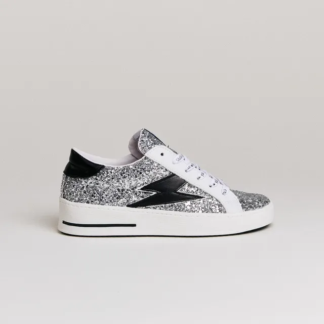 SMR Maya C781 baskets glitter argent éclair noir