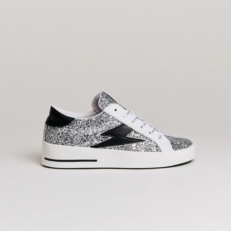 SMR Maya C781 baskets glitter argent éclair noir