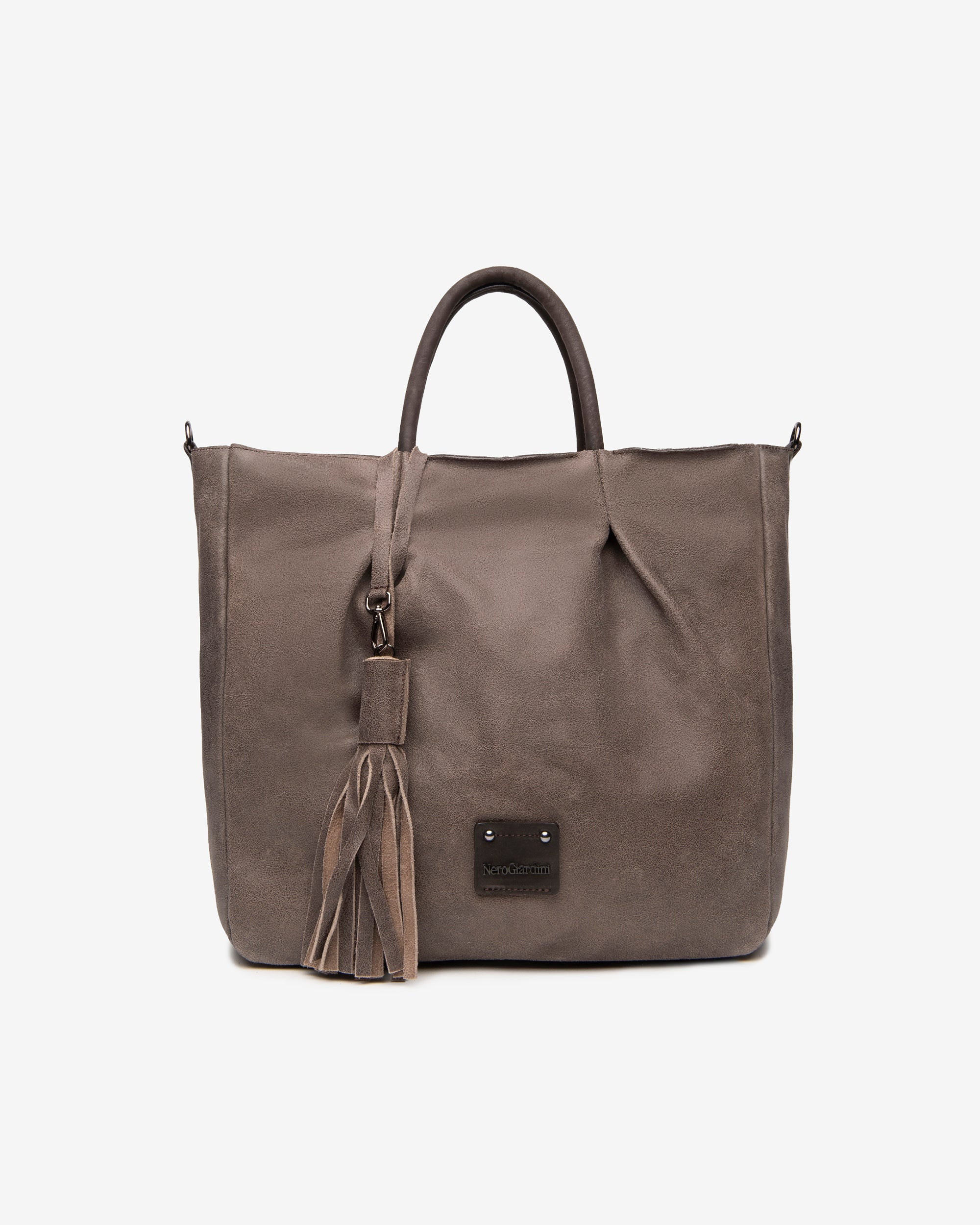 NeroGiardini Cabas Femme Cuir Souple Bandoulière Pompon