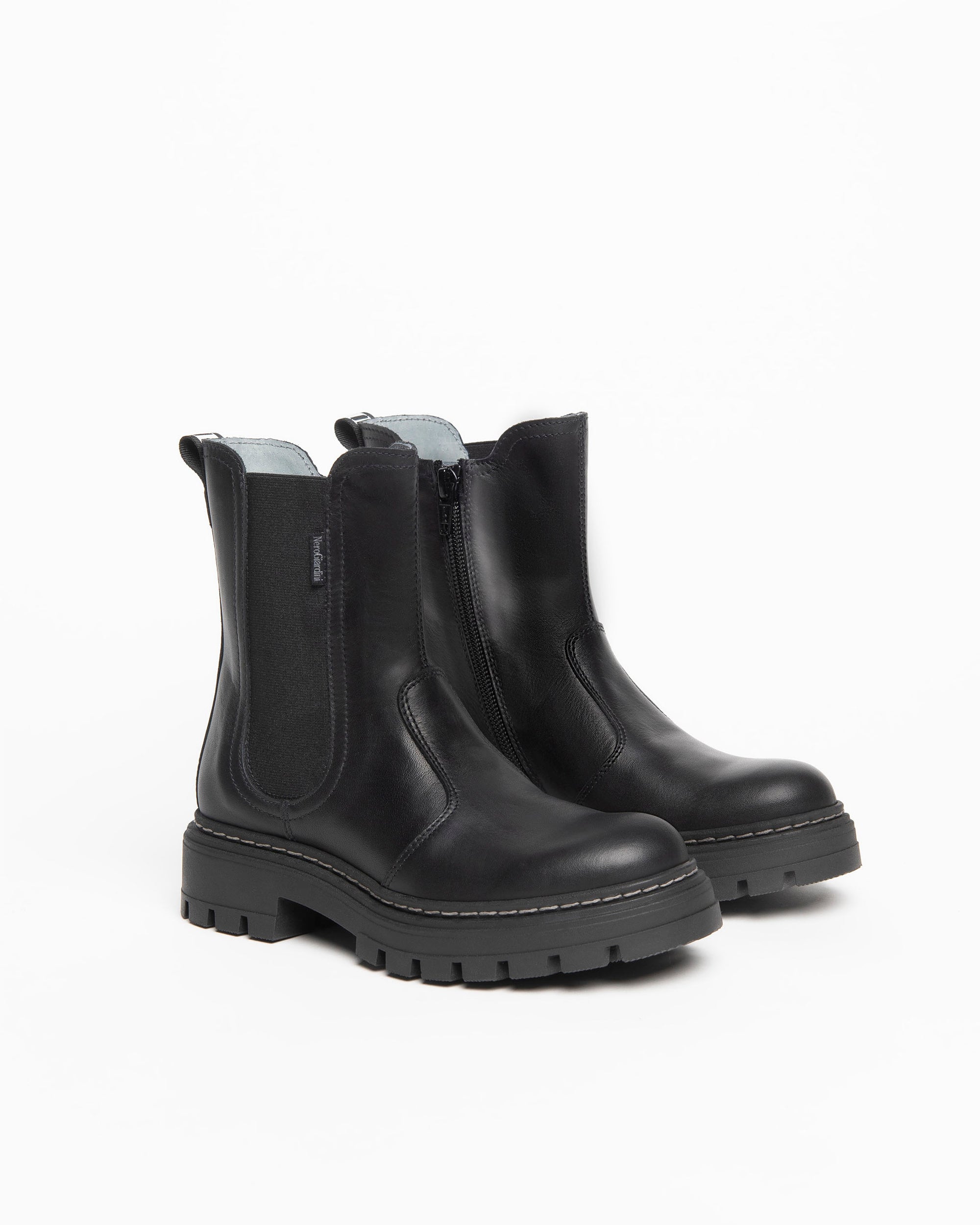 NeroGiardini Bottines Teens Fille Cuir Chelsea Zip 33