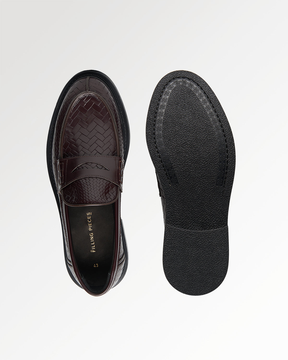 Filling Pieces Woven Twist loafer marron cuir tressé