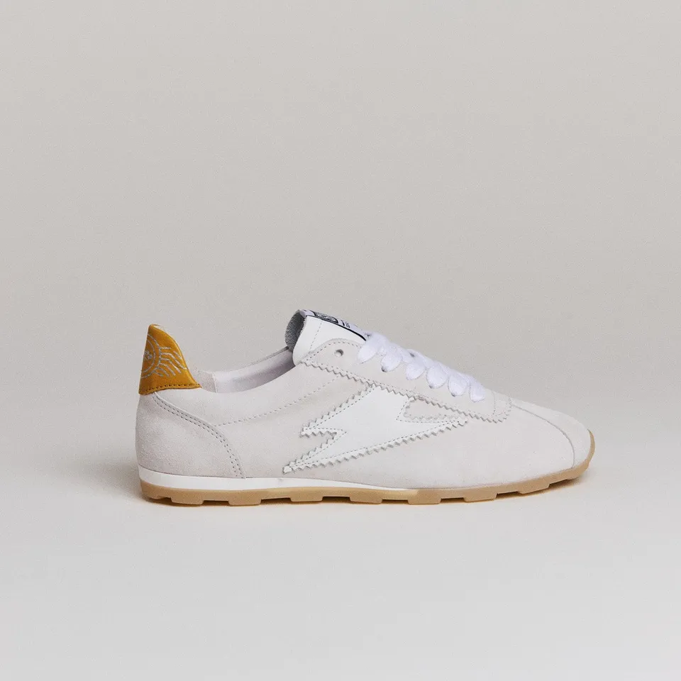 SMR Cassie D466 baskets daim blanc cassé moutarde
