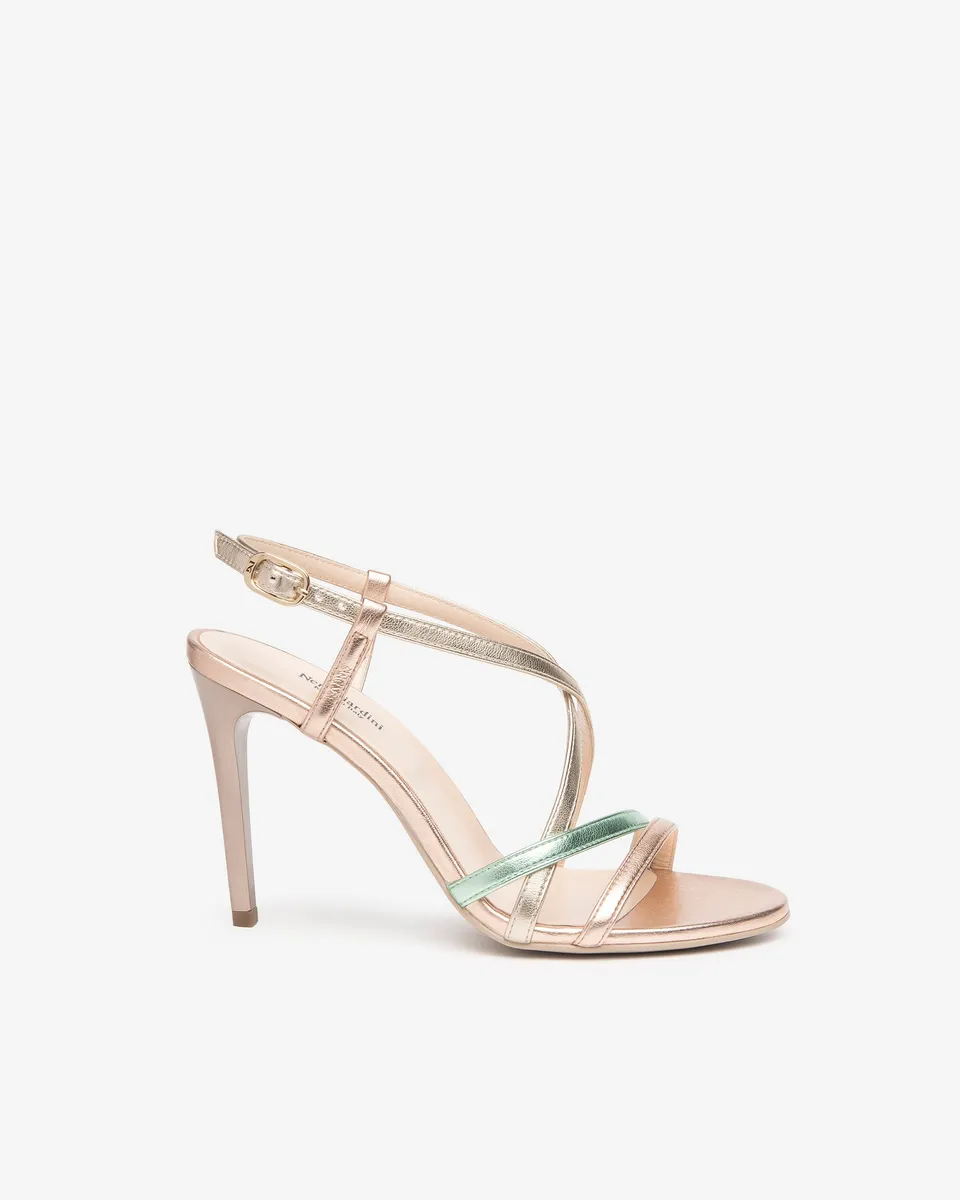 NeroGiardini Sandales Femme Cuir talon 9,5 cm lamé