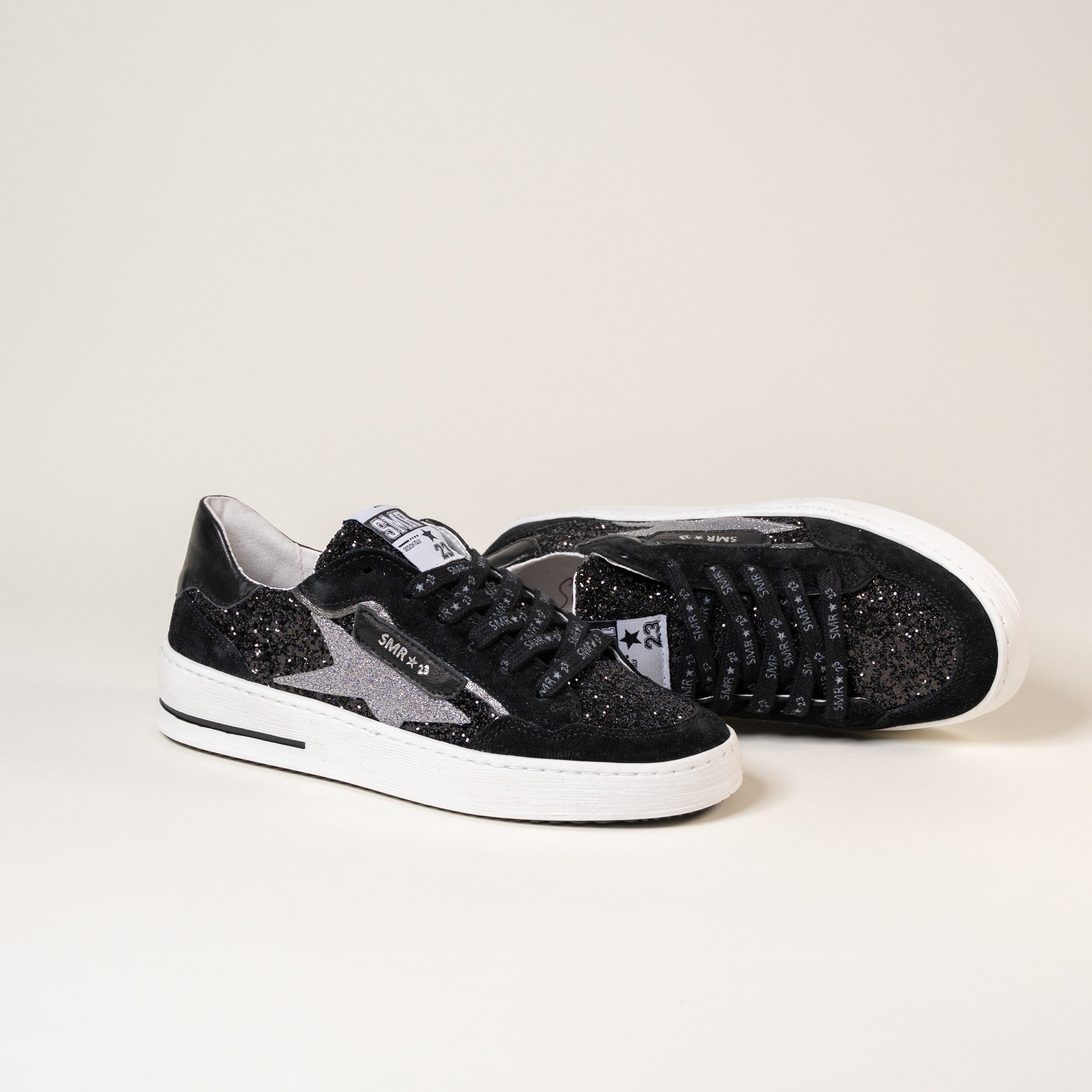 SMR Ale E480 Baskets Noir Argent Glitter