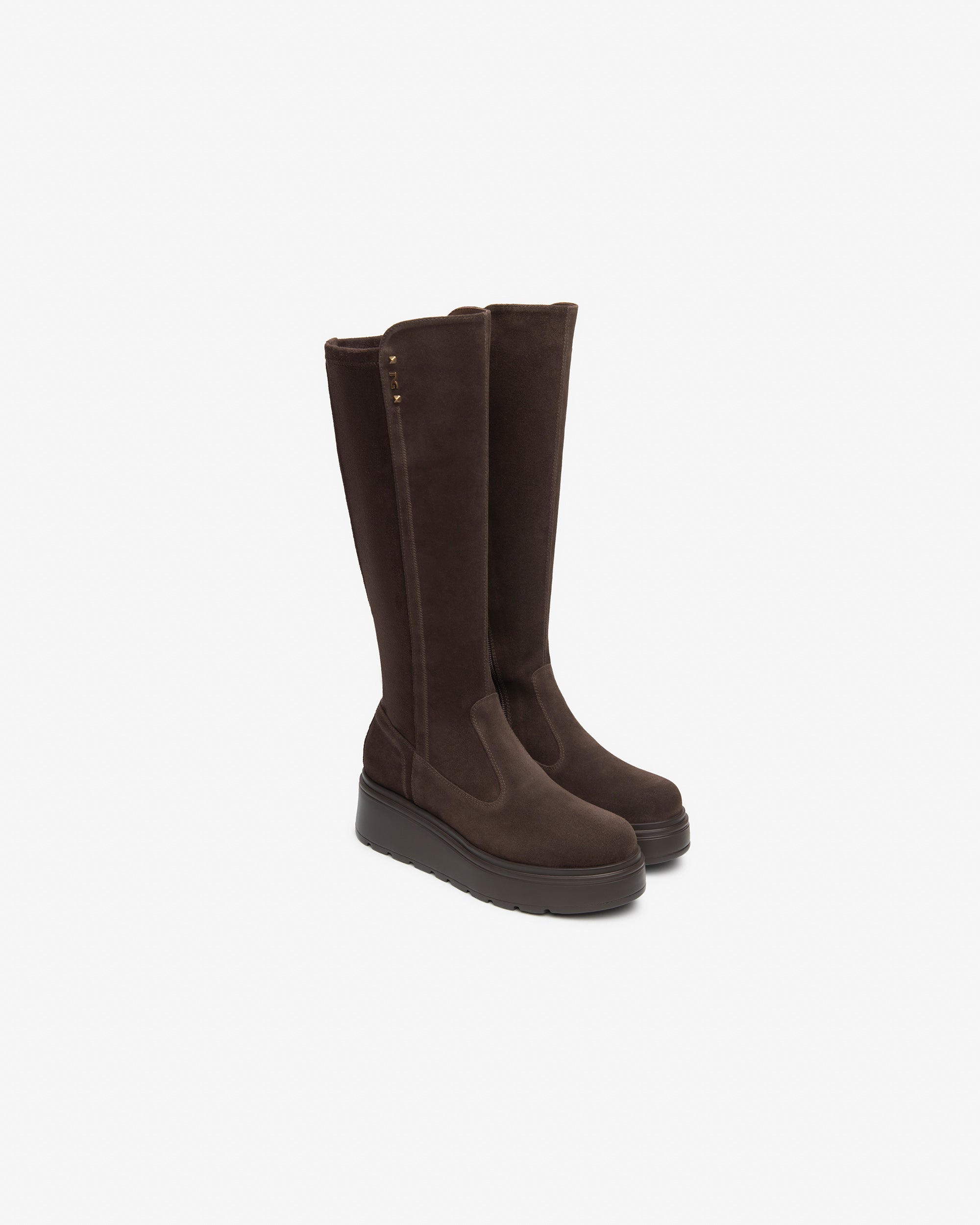 NeroGiardini Bottes Femme Cuir Velours Plateforme 55mm