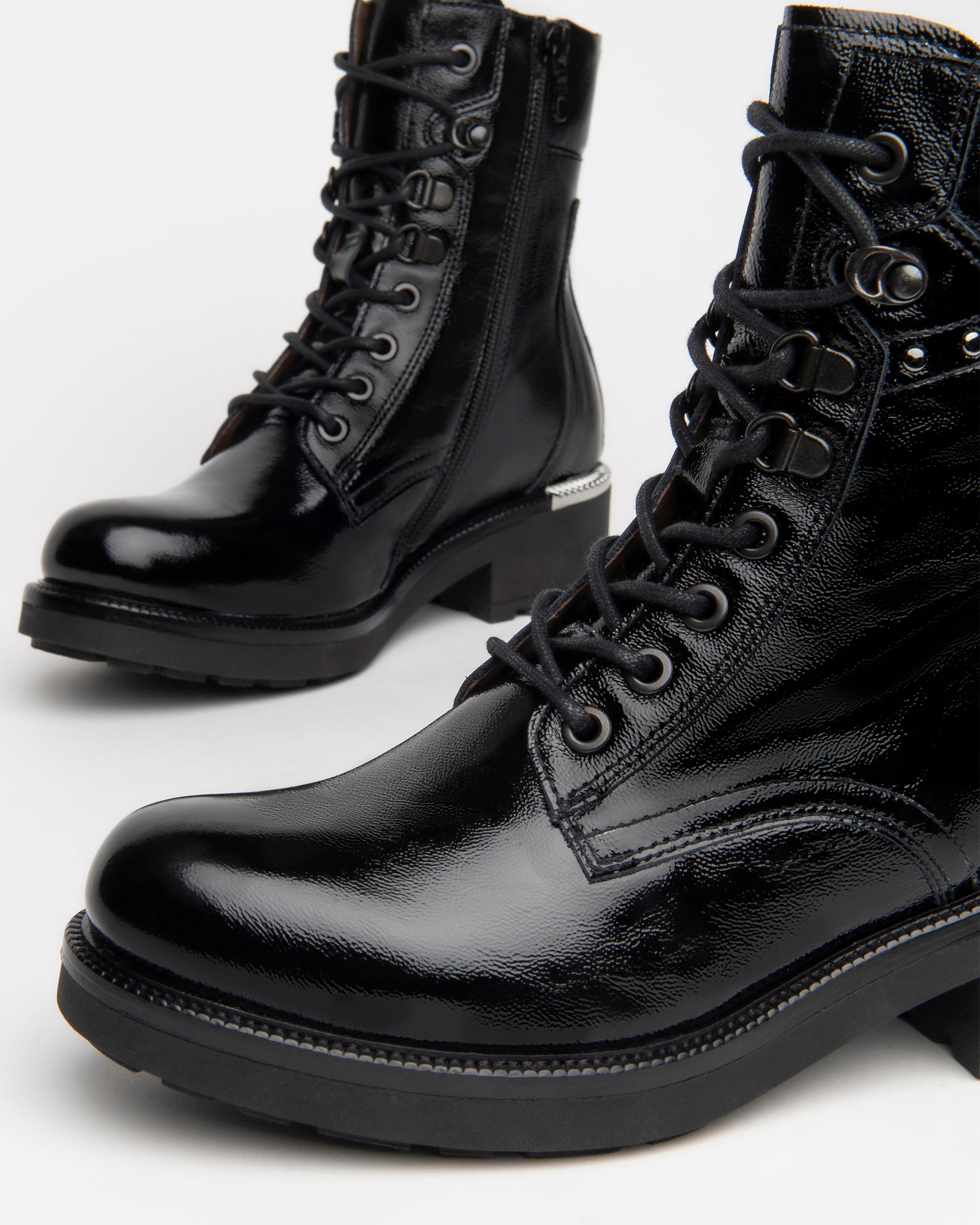 NeroGiardini Bottines Femme Vernis Lacets Zip Talon 4 cm