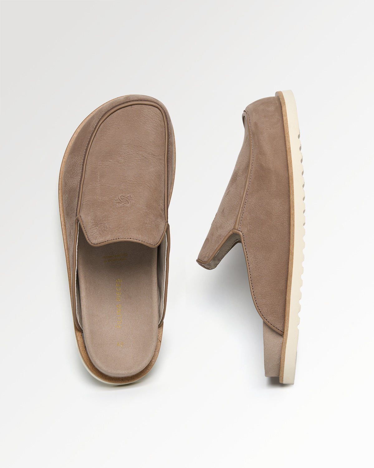 Filling Pieces Clog Grain sabots beige cuir grainé