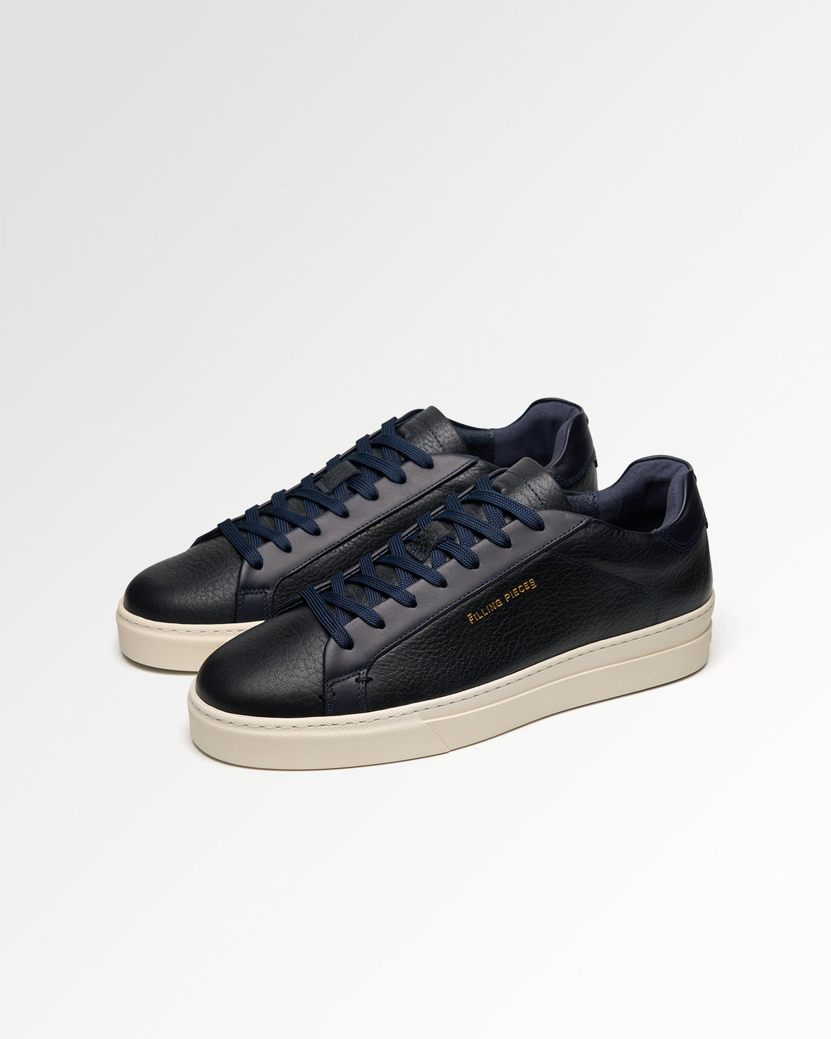 Filling Pieces Tiebreak Waxed Grain Navy sneakers bleu marine cuir