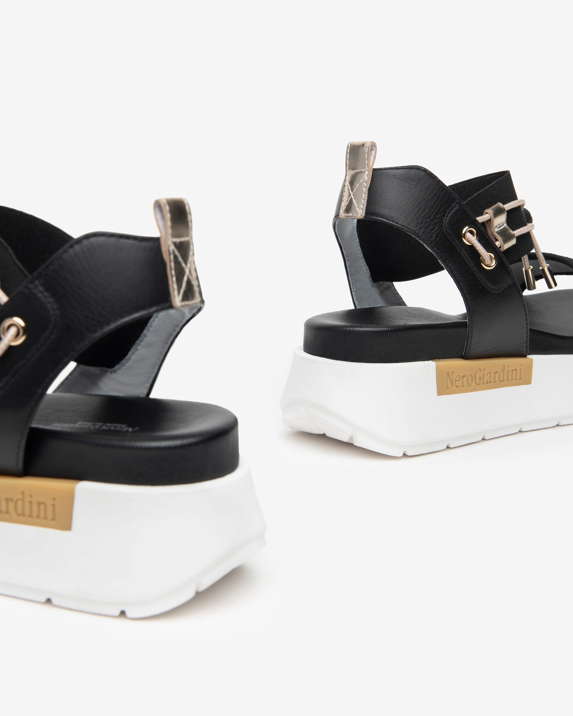 NeroGiardini Sandales Femme Cuir Toile Plateforme 40 mm