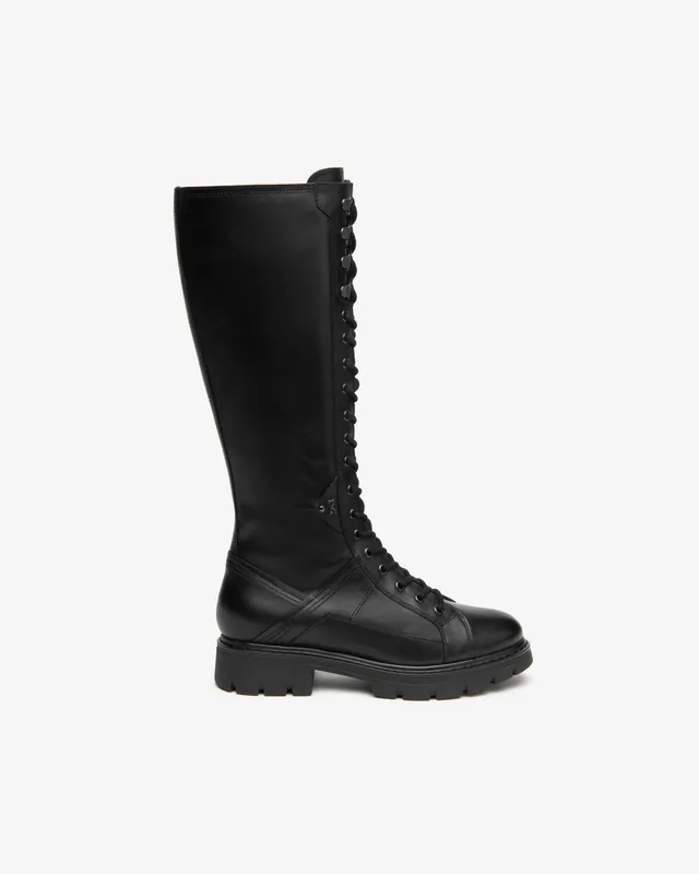 NeroGiardini Bottes Femme Cuir à Lacets Talon 30mm