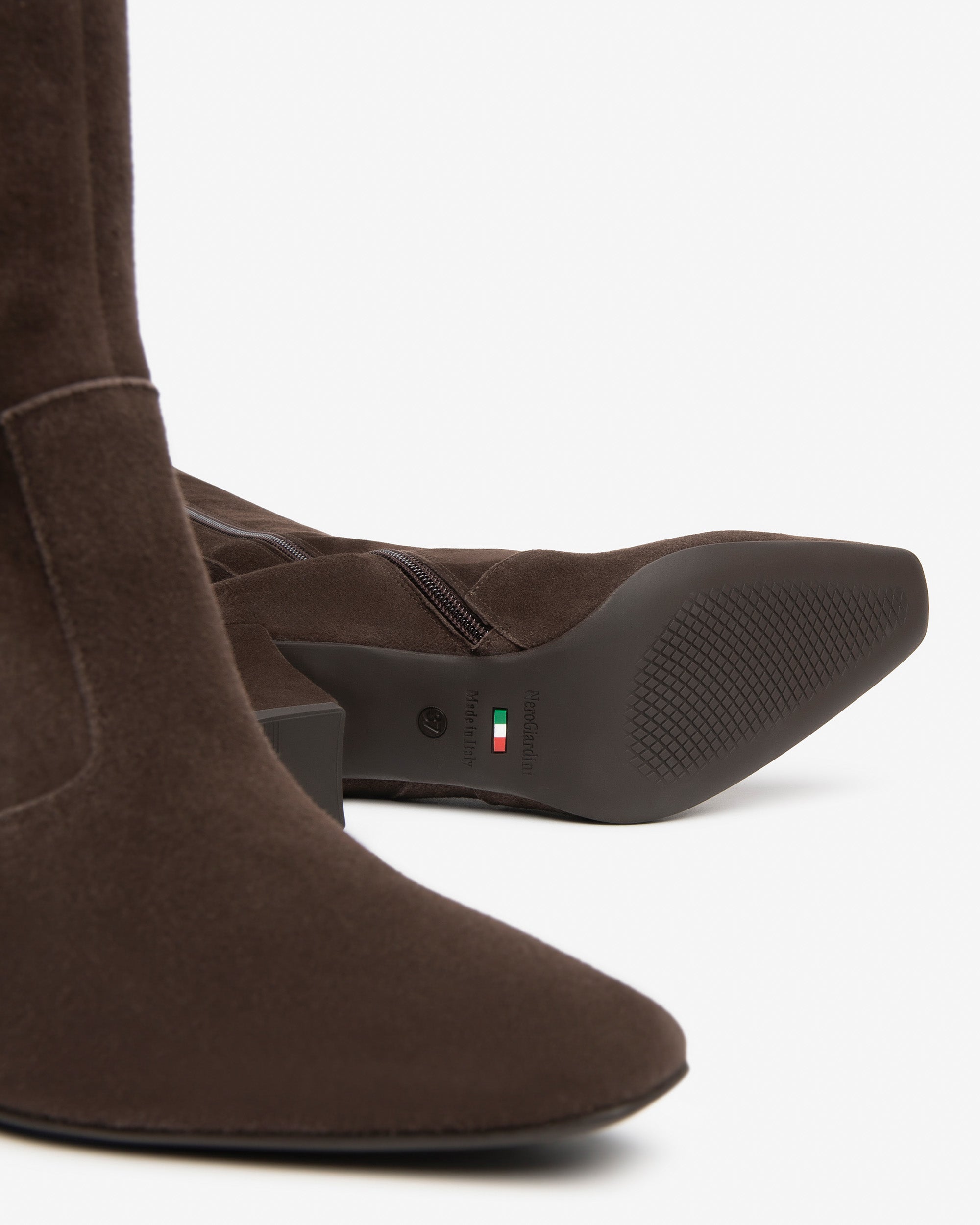 Nerogiardini Bottes Femme Daim Talon Bloc 75mm Zip