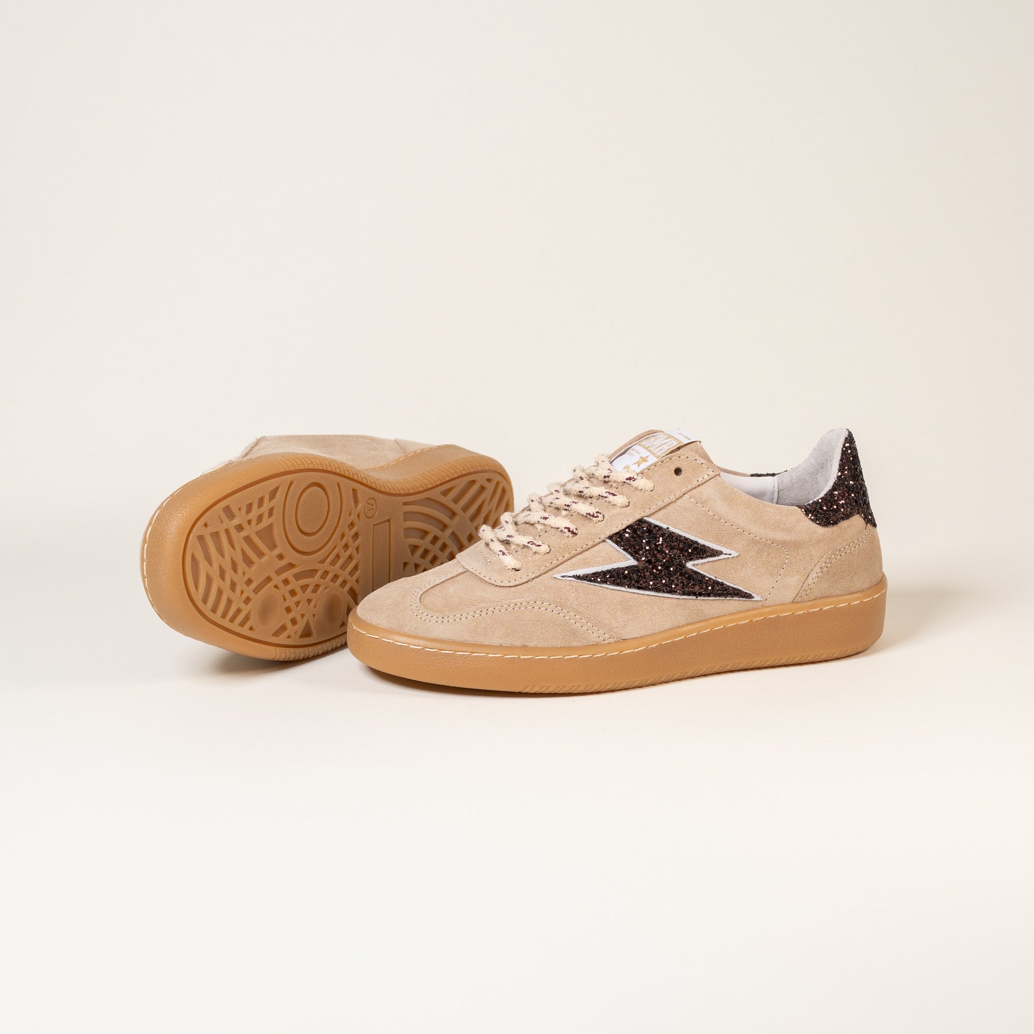 SMR Lee E434 baskets beige taille 38 glitter marron