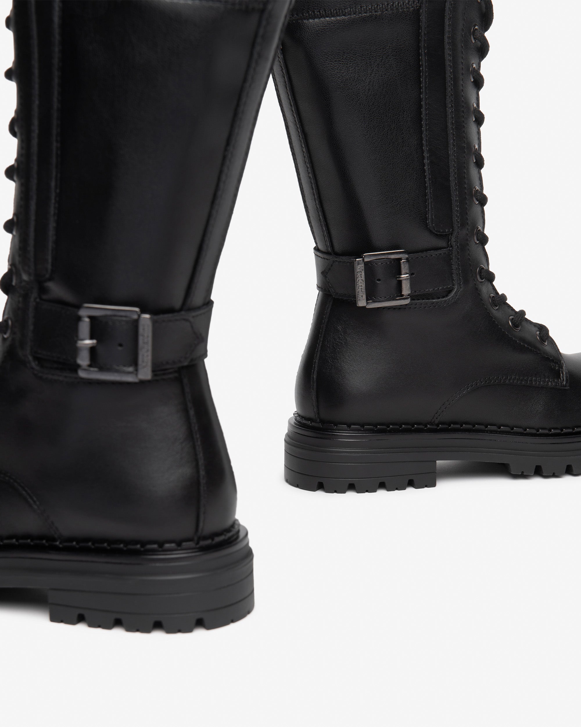 Nerogiardini Bottes Fille Cuir Combat Boots Tige Extensible