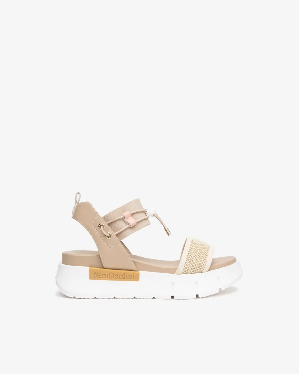 NeroGiardini Sandales Femme Cuir et Toile Plateforme 40 mm
