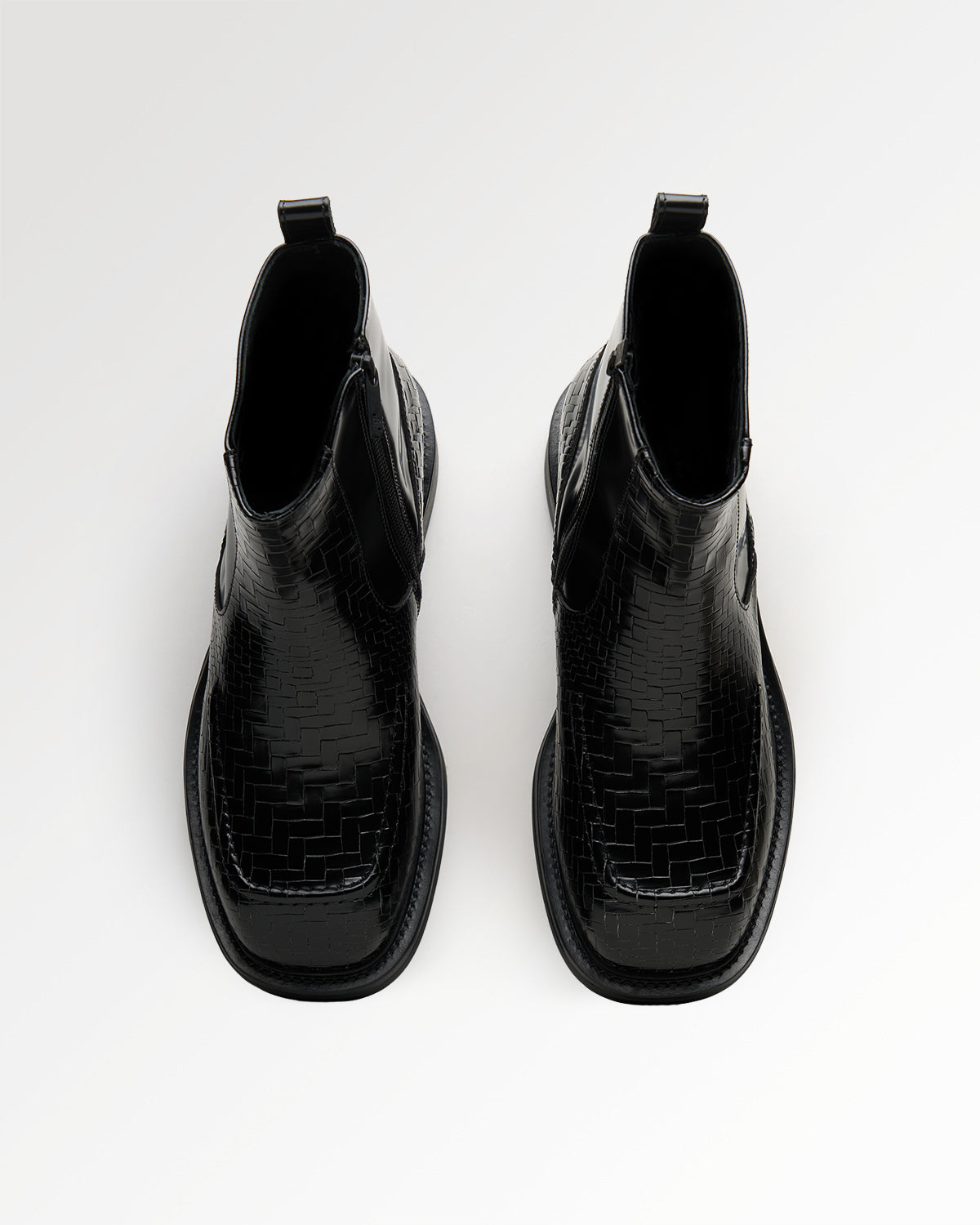Filling Pieces Shaft Boot Woven Twist bottines noires cuir tressé