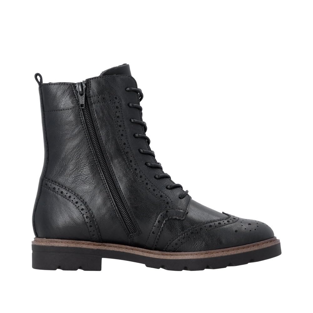 Remonte D2Q73 bottes à lacets femme noir cuir zip