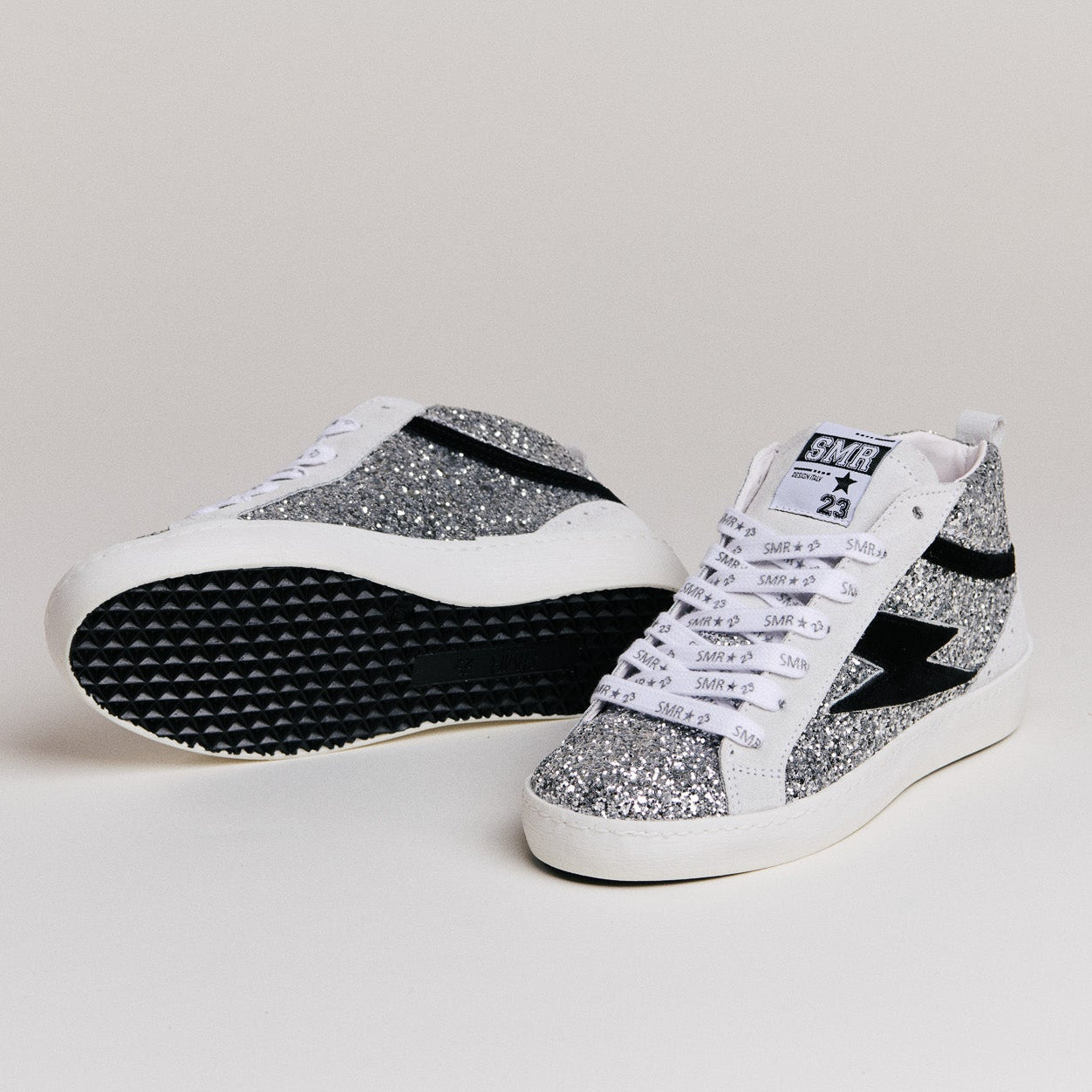 SMR Gibra D594 baskets montantes glitter argent