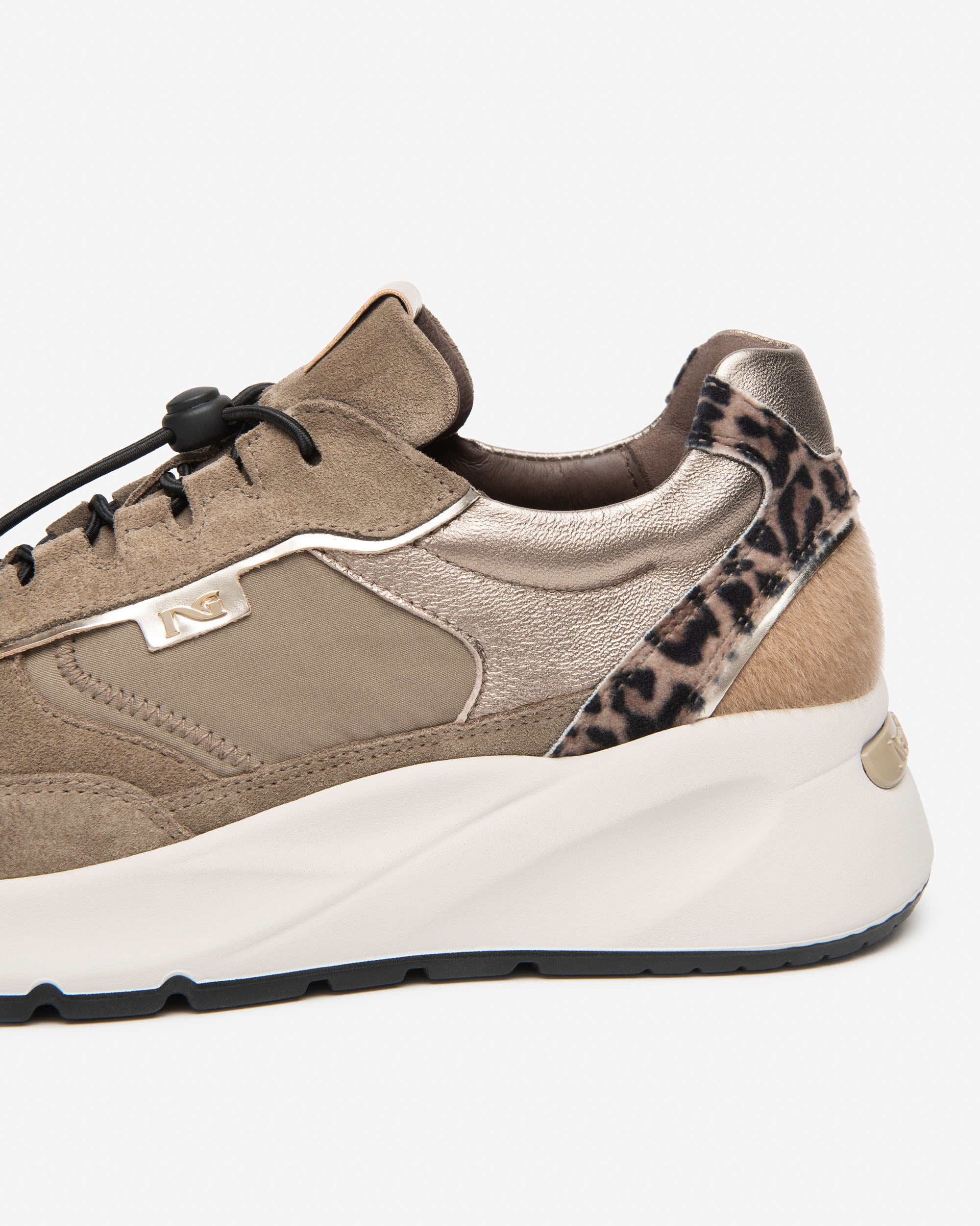 NeroGiardini Sneakers Femme Cuir Toile Imprimé Animalier