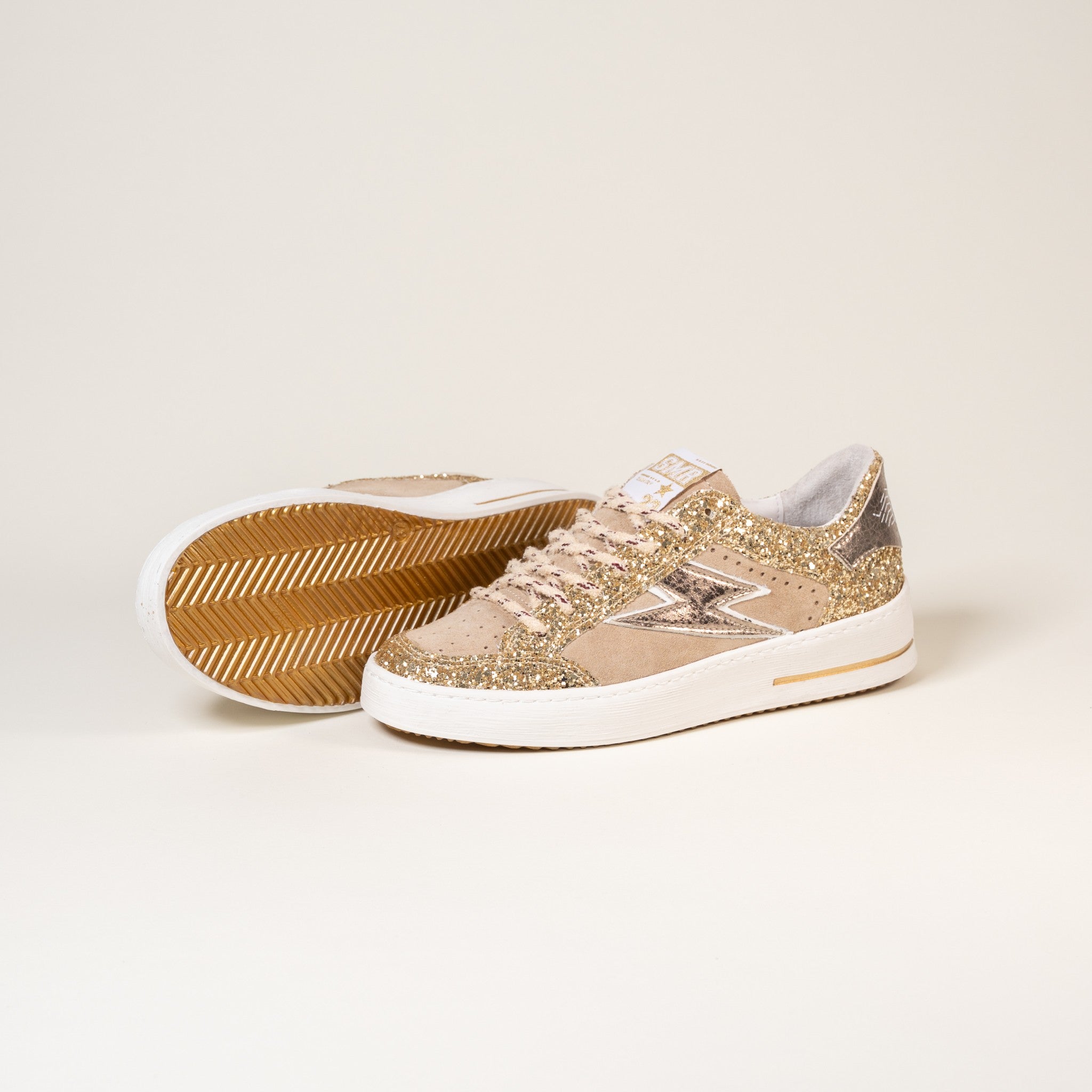 SMR Semerdjian Noubar E474 Sneakers Beige Or Glitter