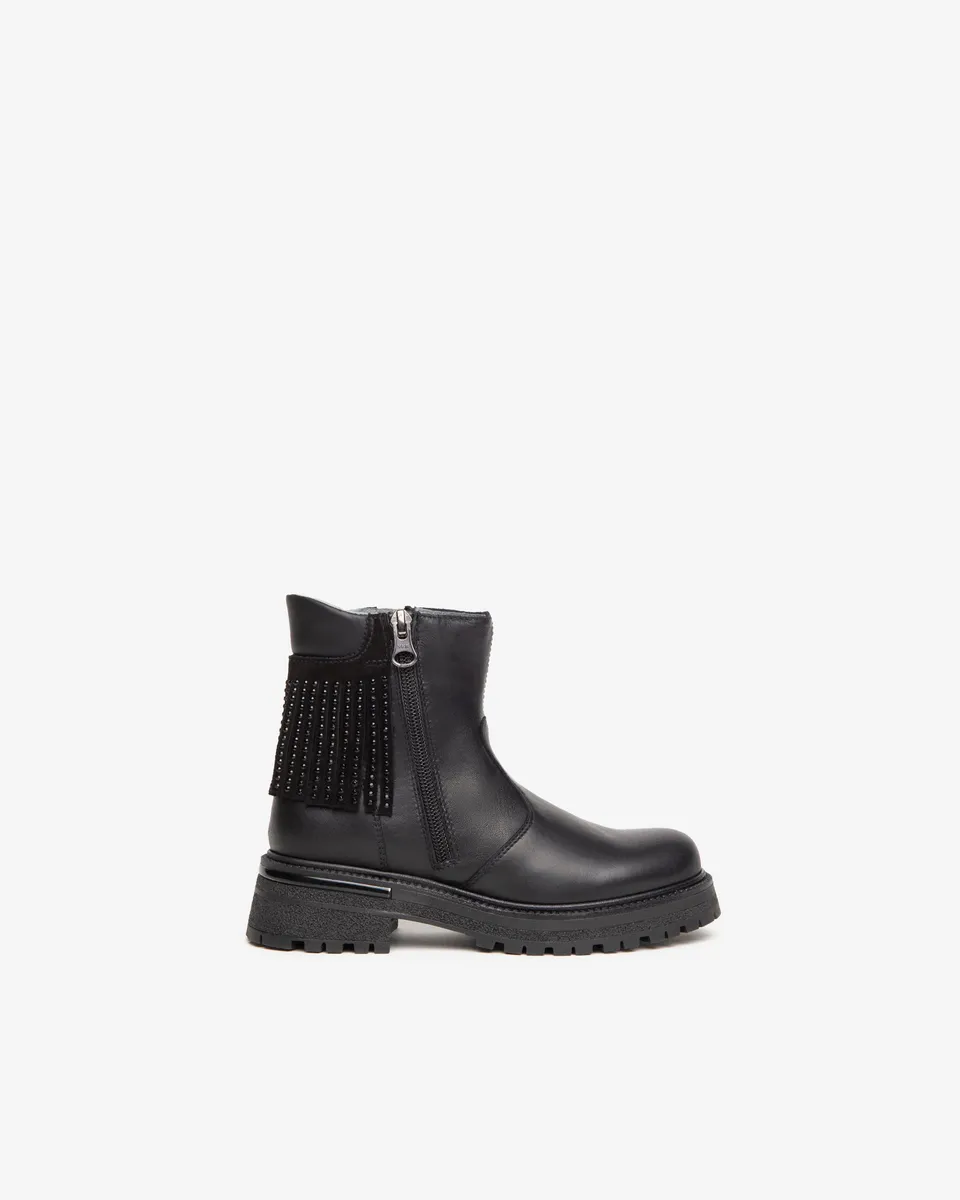 NeroGiardini Teens Bottines Fille Cuir Strass Zip
