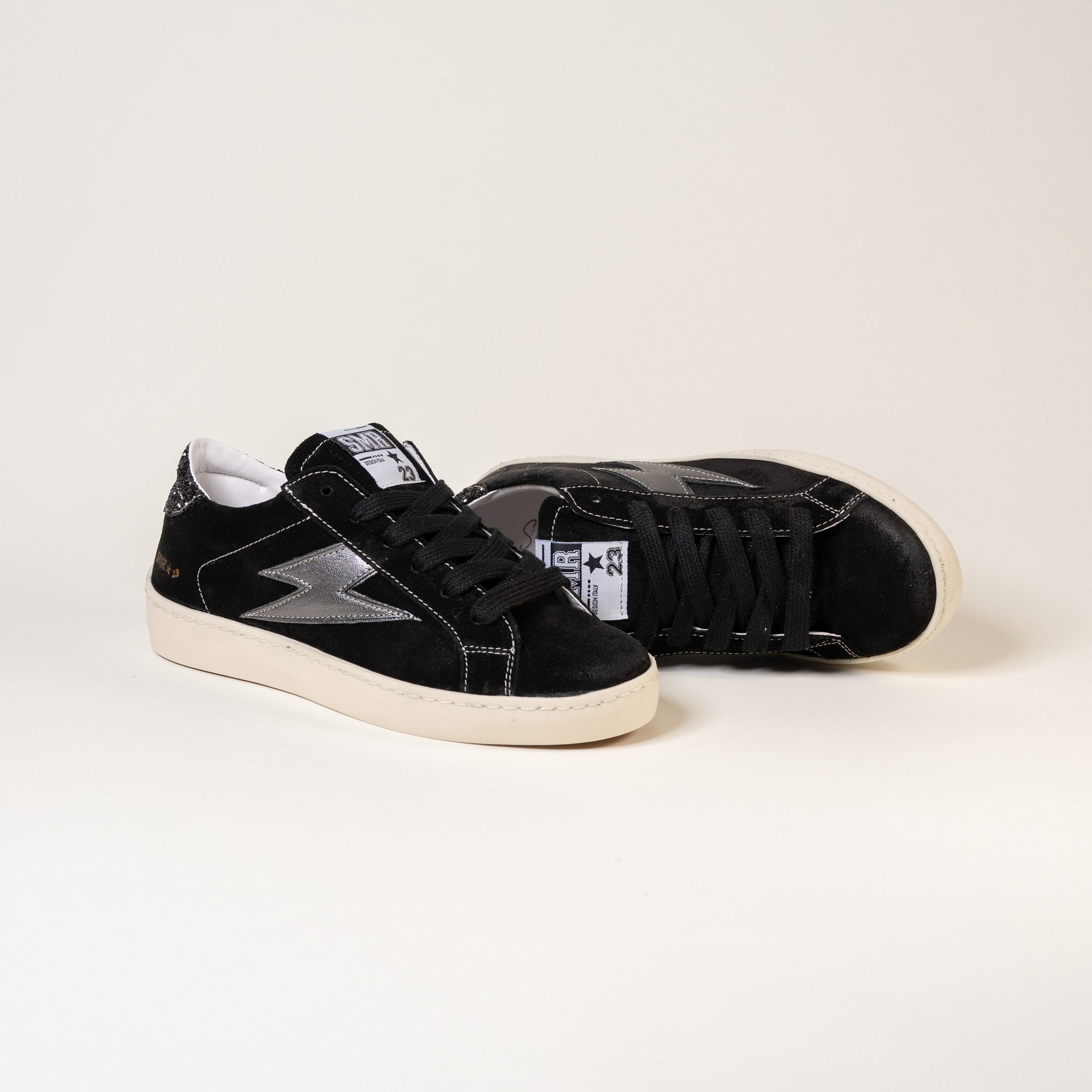 SMR Maya E162 baskets noir anthracite glitter cuir