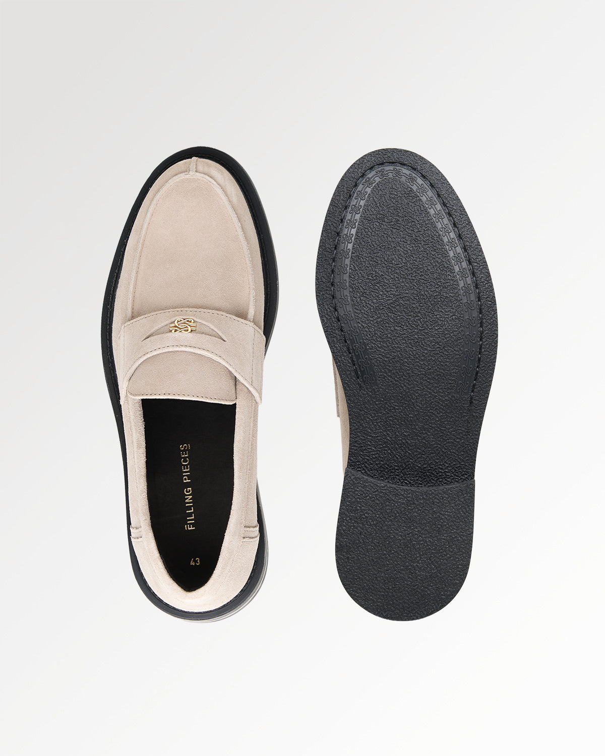Filling Pieces Base Loafer mocassin blanc cassé suède