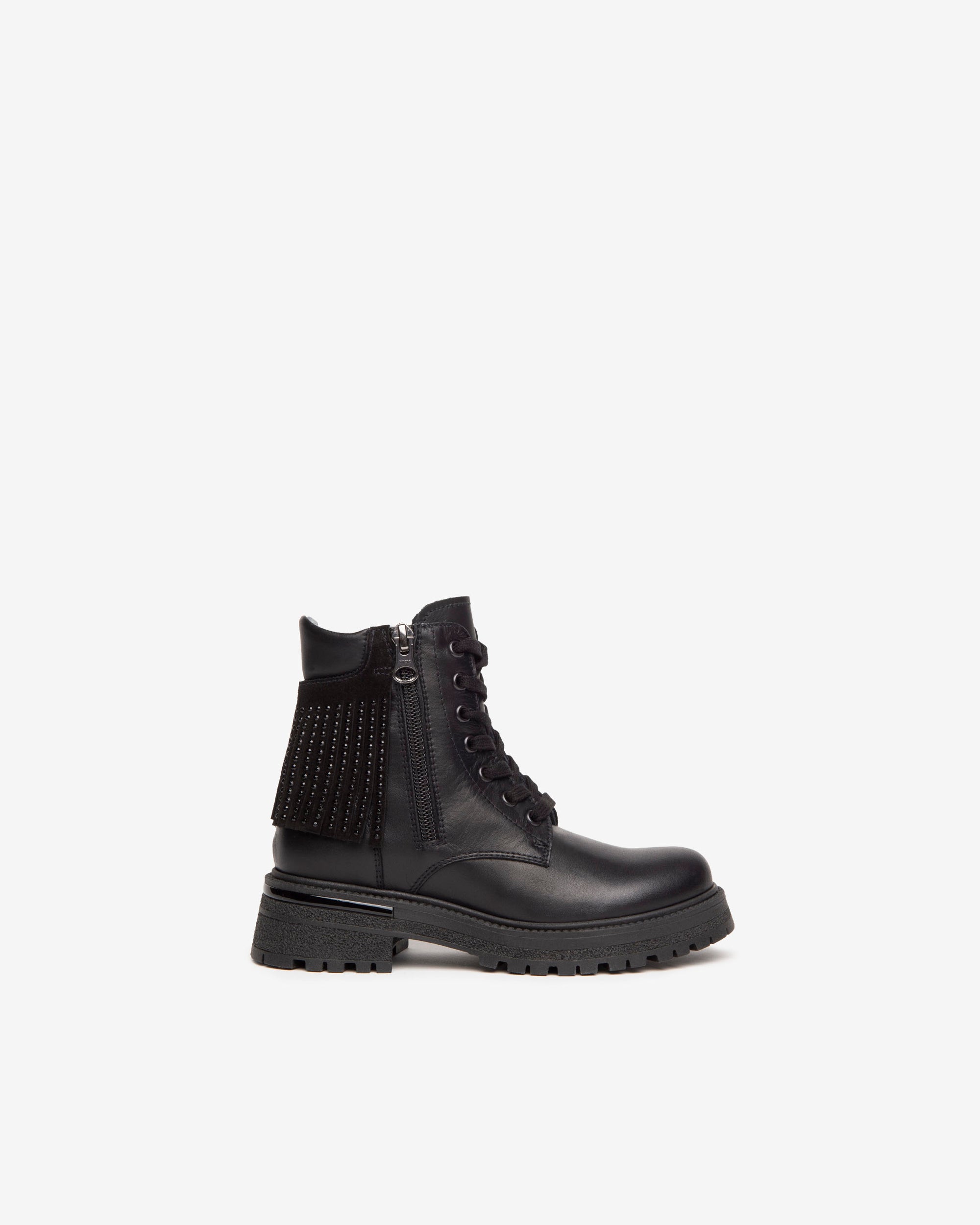 Nerogiardini Bottines Teens Fille Cuir Lacets Strass