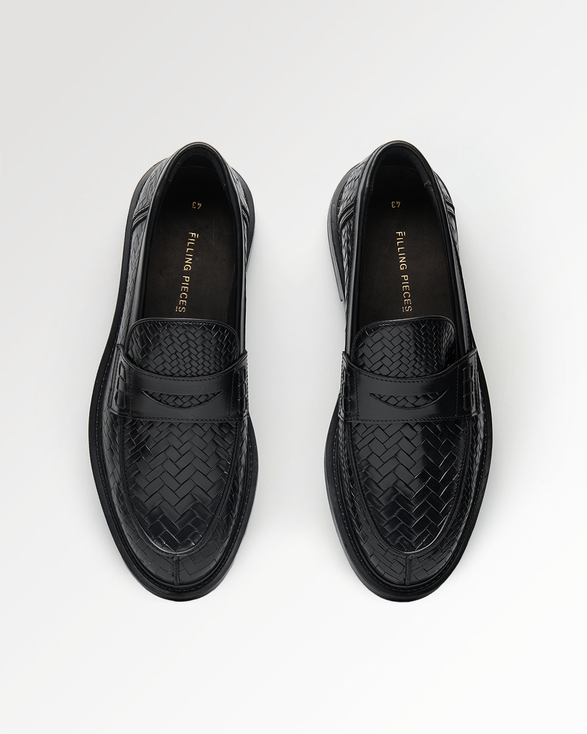 Filling Pieces Woven Twist mocassin cuir noir tressé