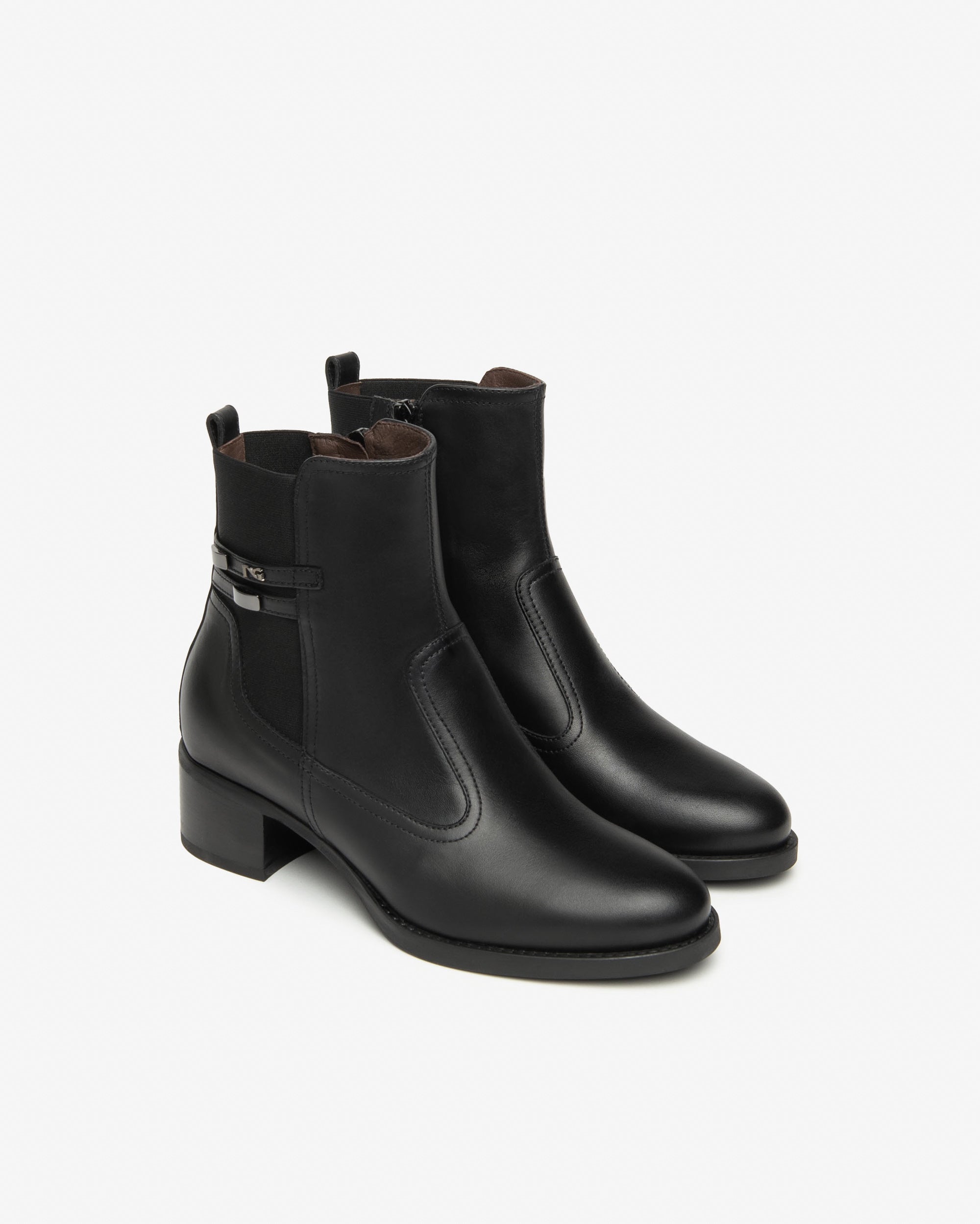 NeroGiardini Bottines Femme Cuir Tissu Talon 40mm