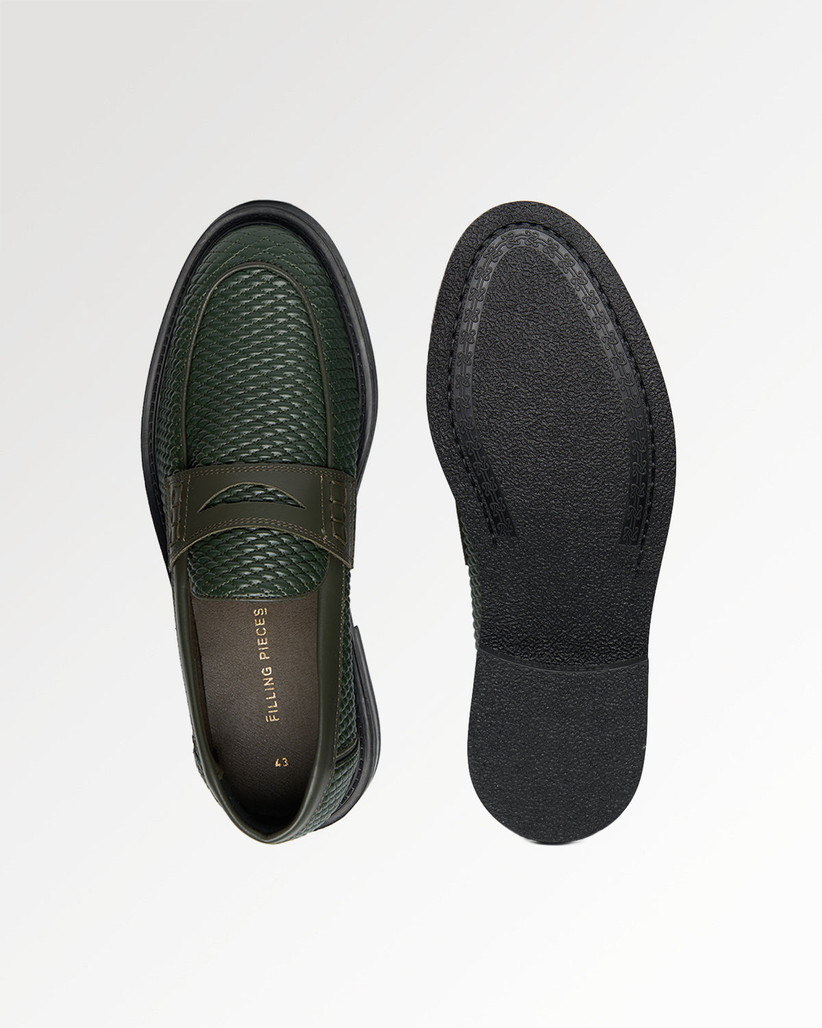 Filling Pieces Reed mocassins cuir vert foncé