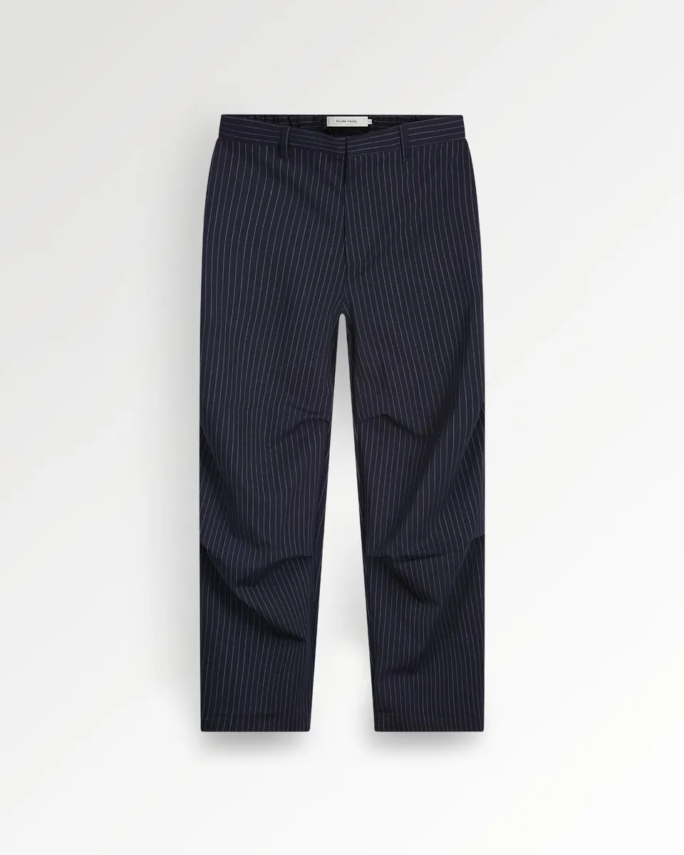 Filling Pieces Drapy Pants Pinstripe Blue pantalon bleu marine