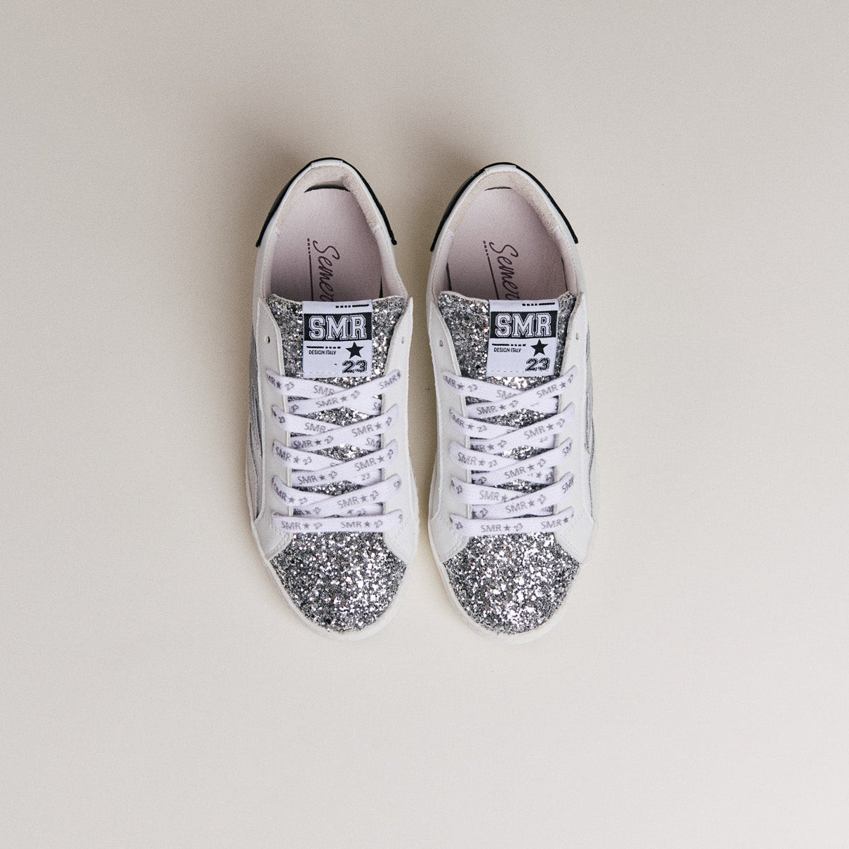 Semerdjian Larry D590 baskets blanc argent irisé