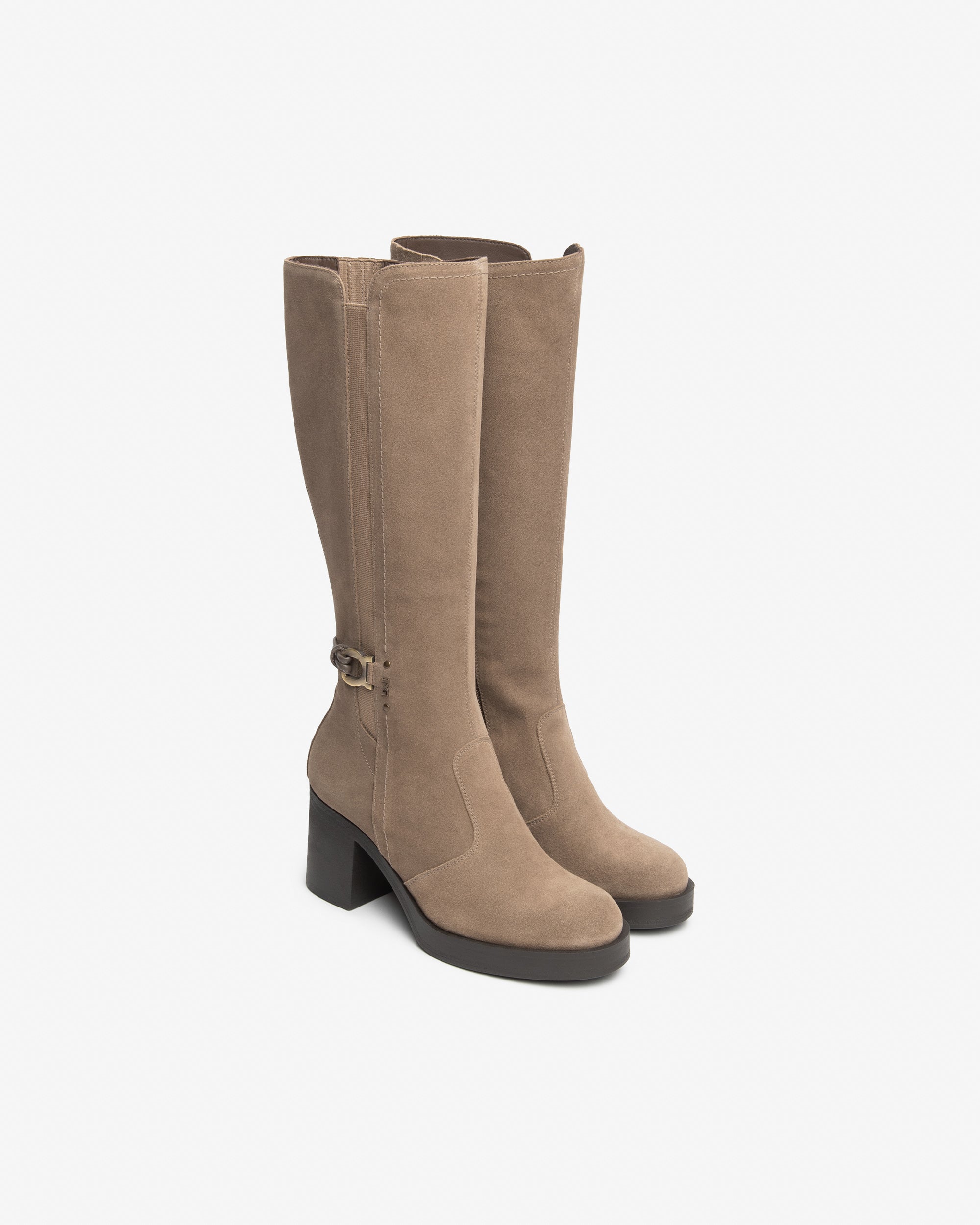 NeroGiardini Bottes cuir velours femme talon 75mm